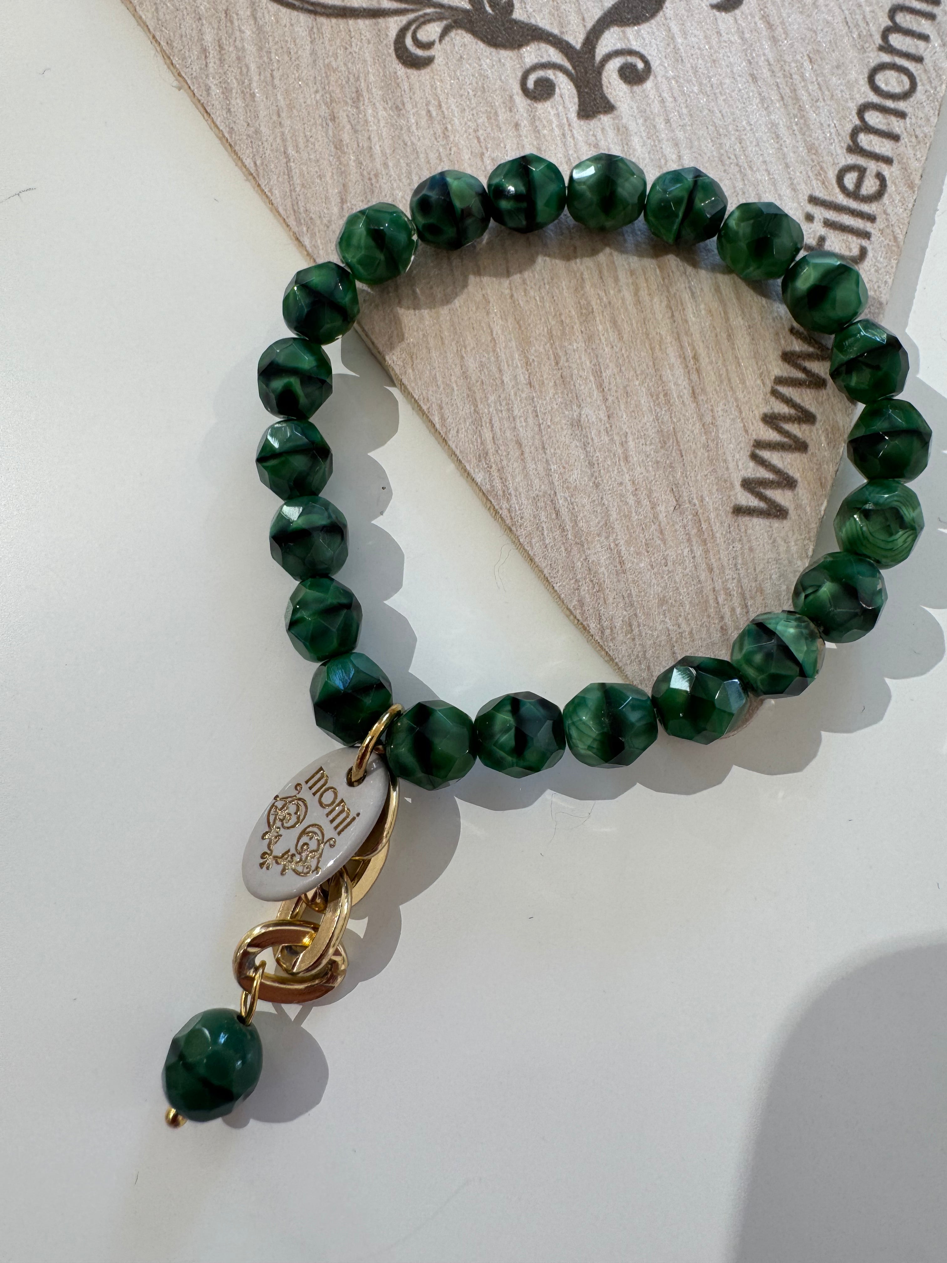 Bracciale con elastico Momi cristalli e ciondoli