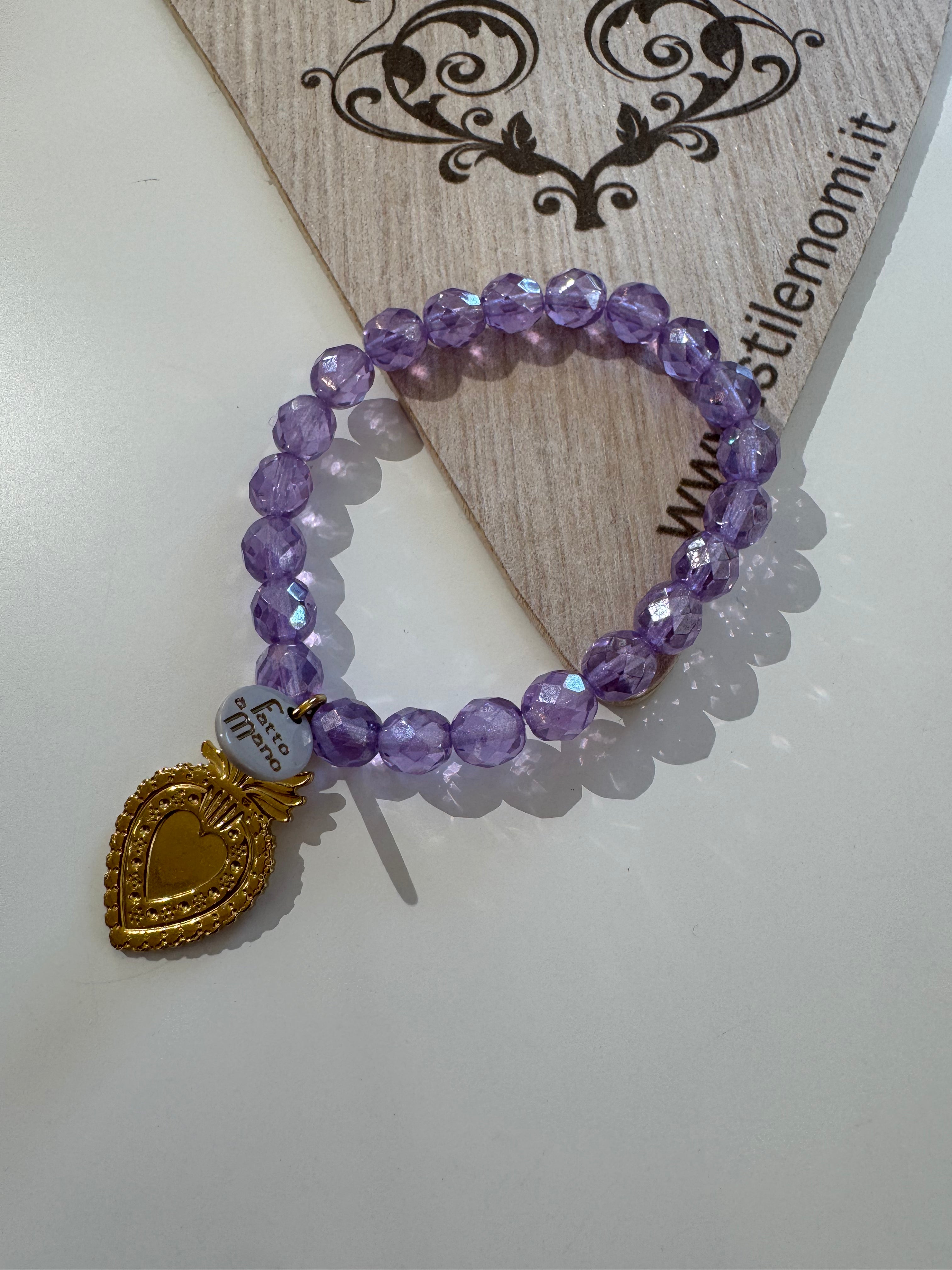Bracciale con elastico Momi cristalli e ciondoli