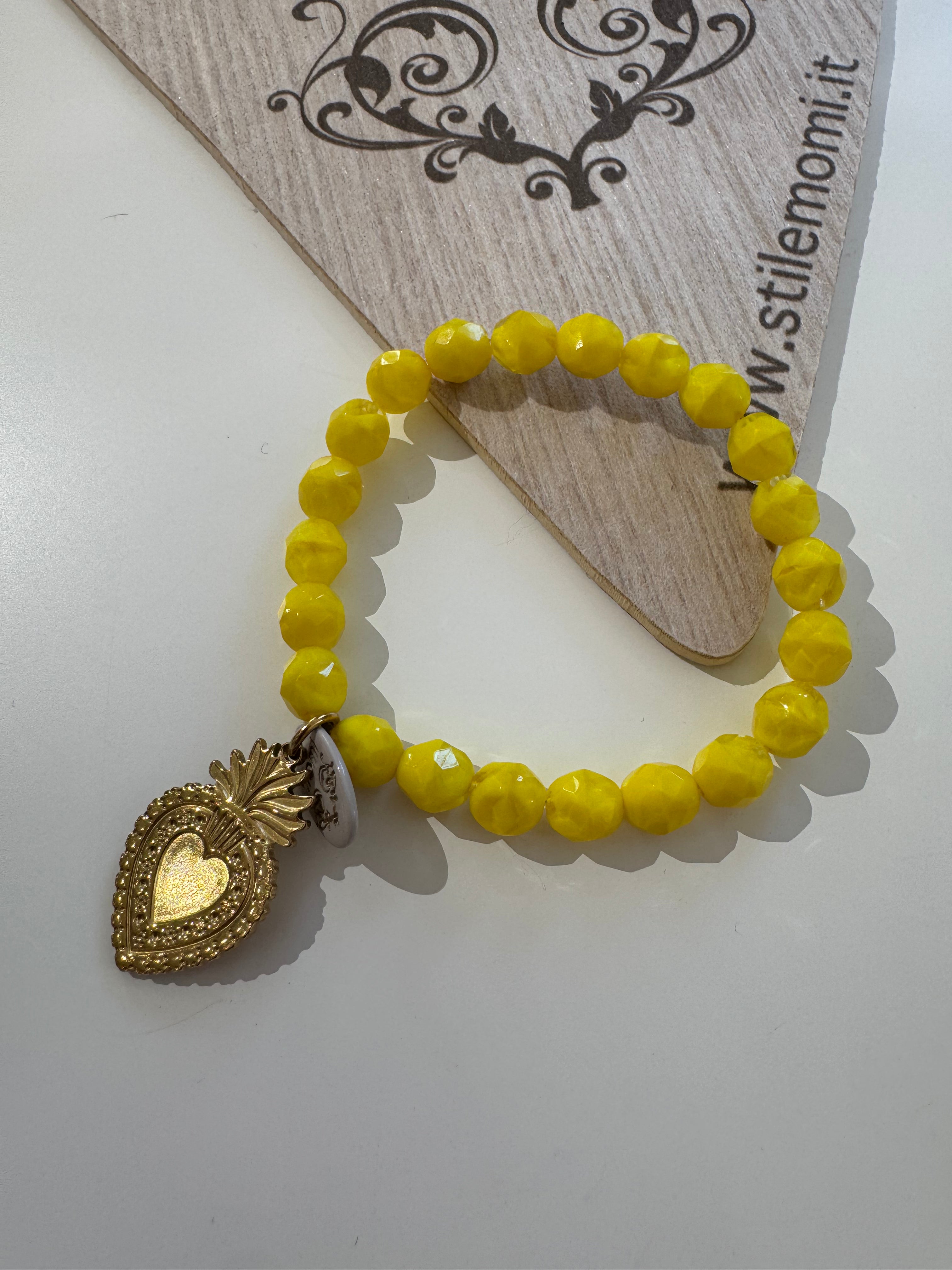 Bracciale con elastico Momi cristalli e ciondoli