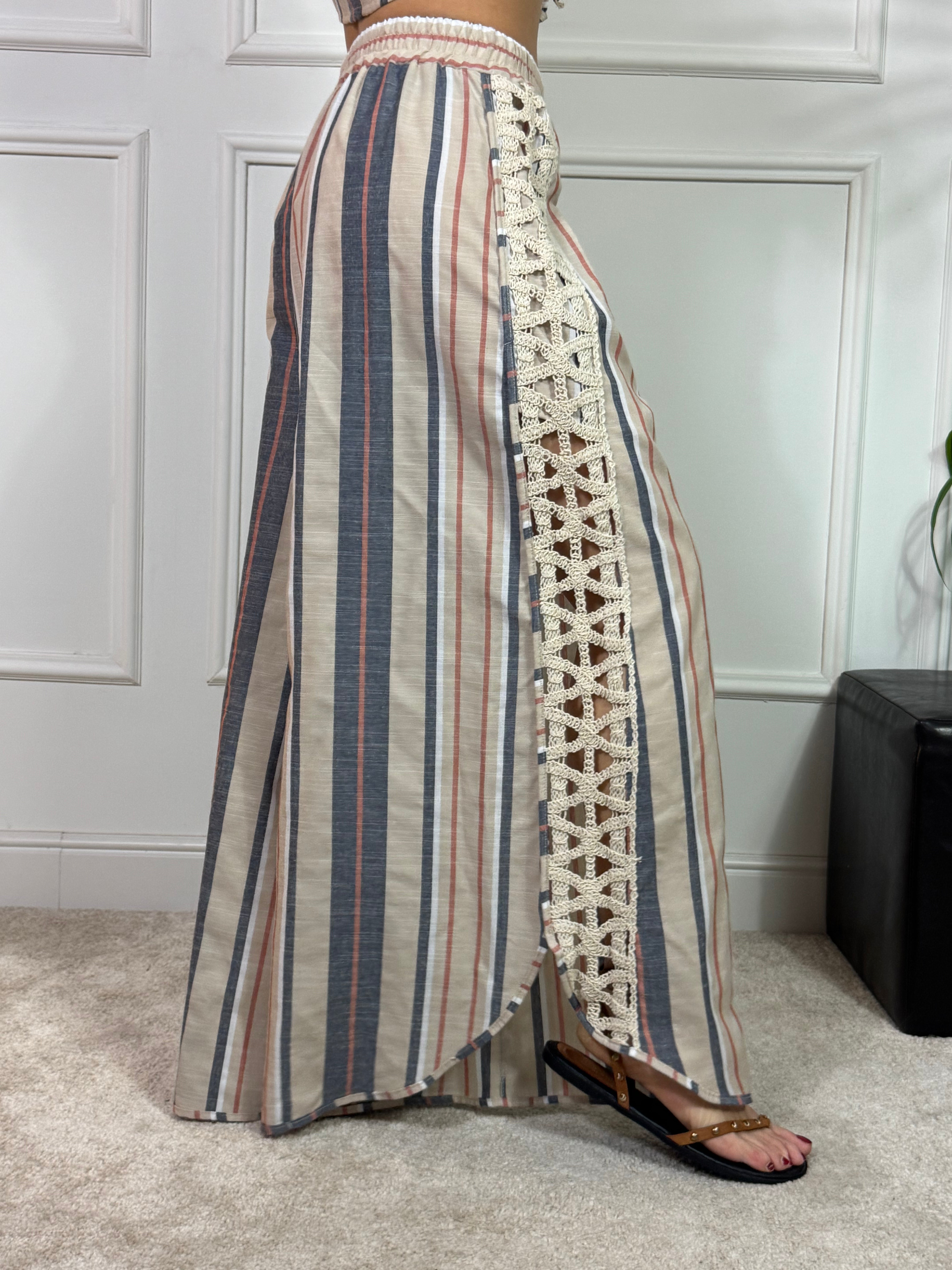 PANTALONE PALAZZO Victoria ILMH RIGHE - MACRAME'