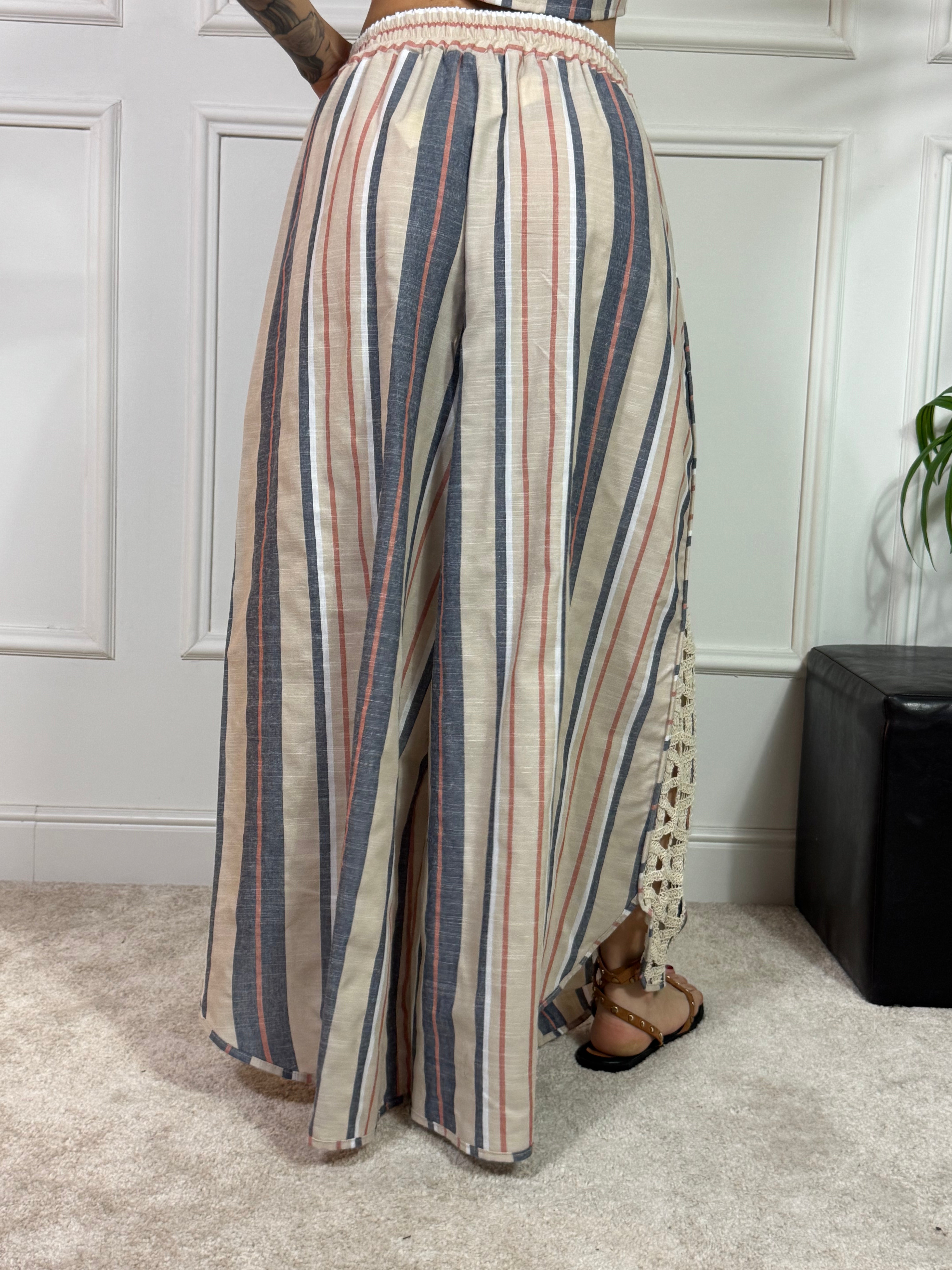 PANTALONE PALAZZO Victoria ILMH RIGHE - MACRAME'