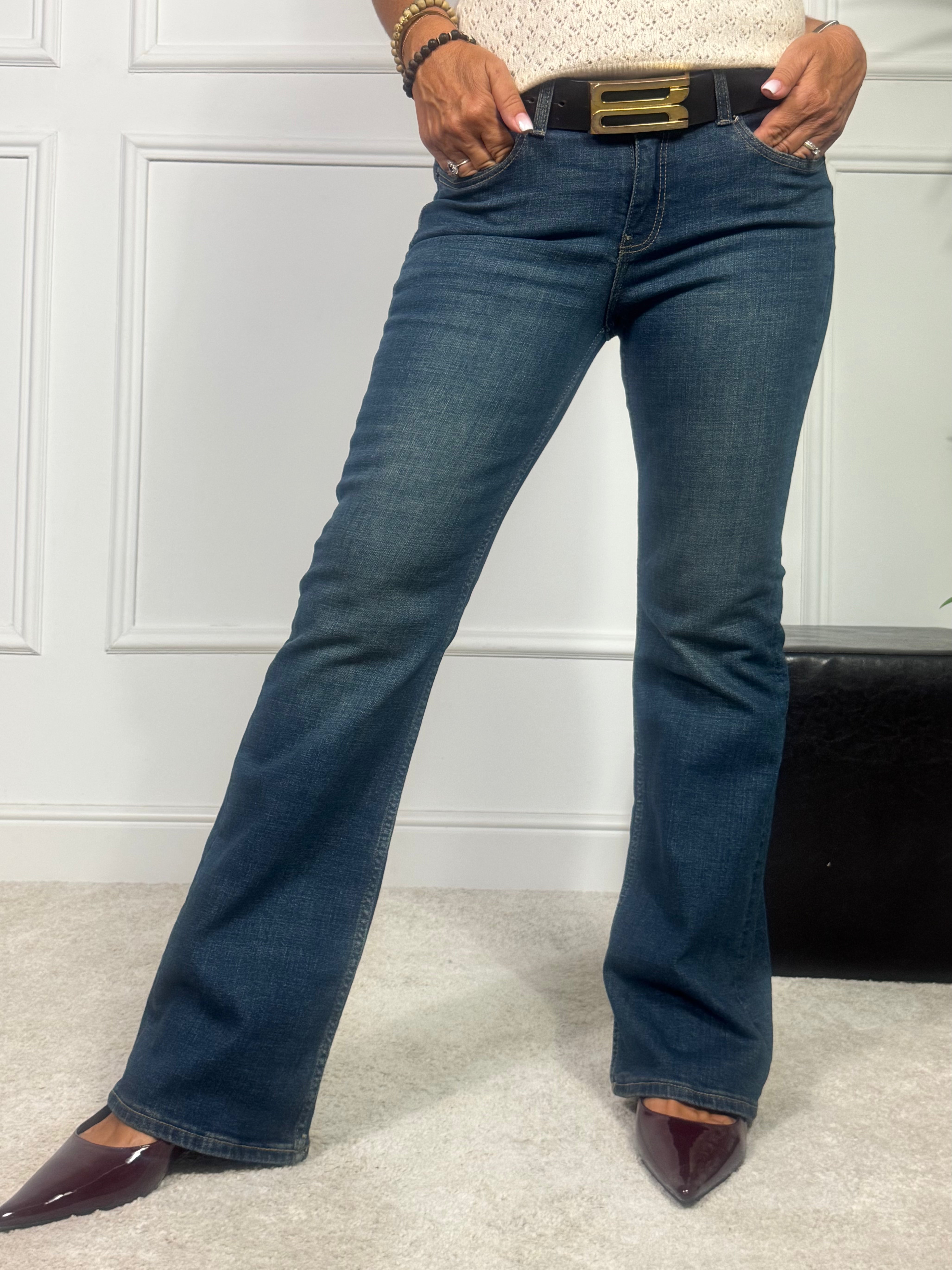 Jeans JJXX TEXAS FLARED LOW WAIST - TASCHE POSTERIORI CON BOTTONI - BLUE DENIM