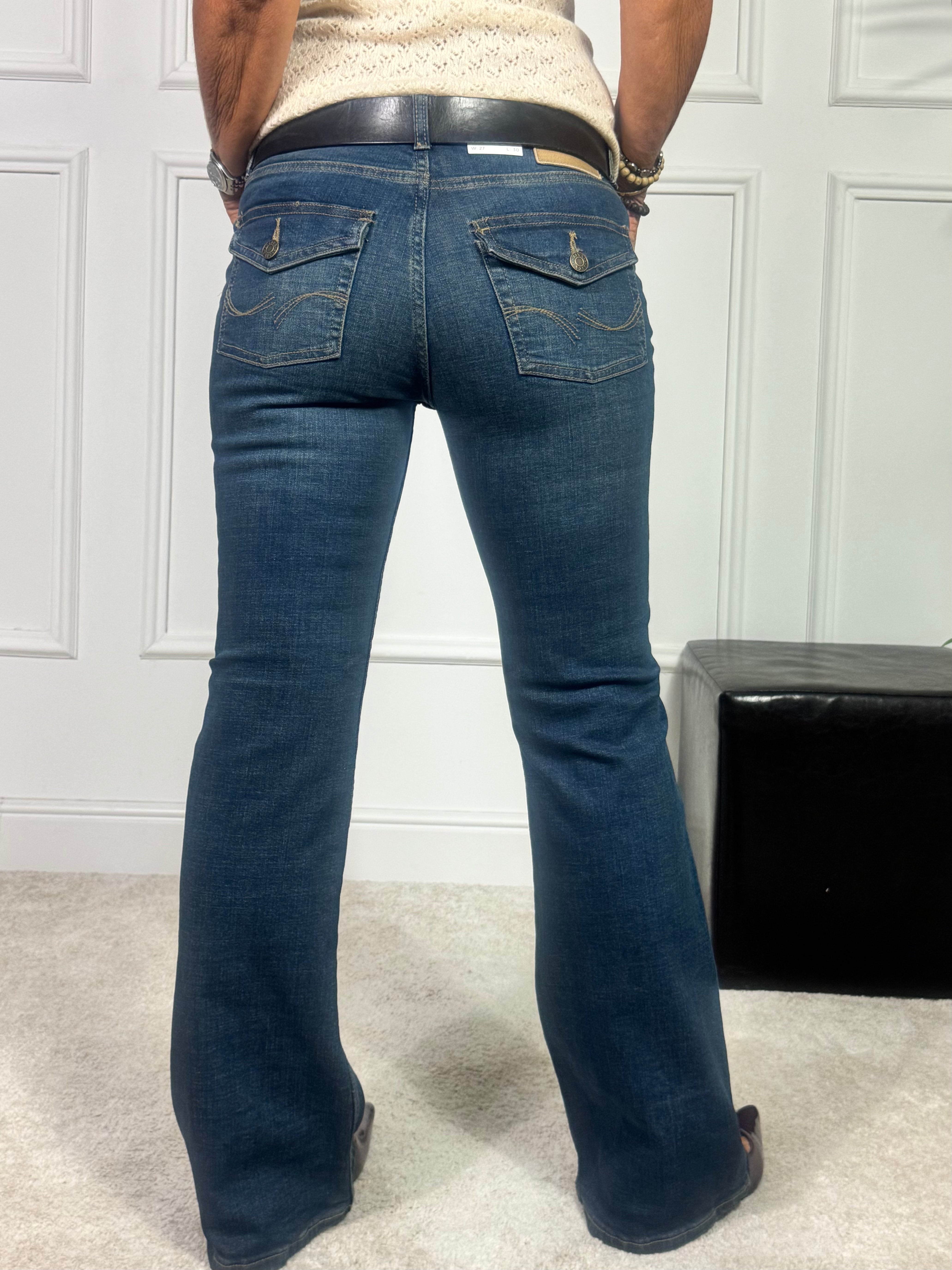 Jeans JJXX TEXAS FLARED LOW WAIST - TASCHE POSTERIORI CON BOTTONI - BLUE DENIM