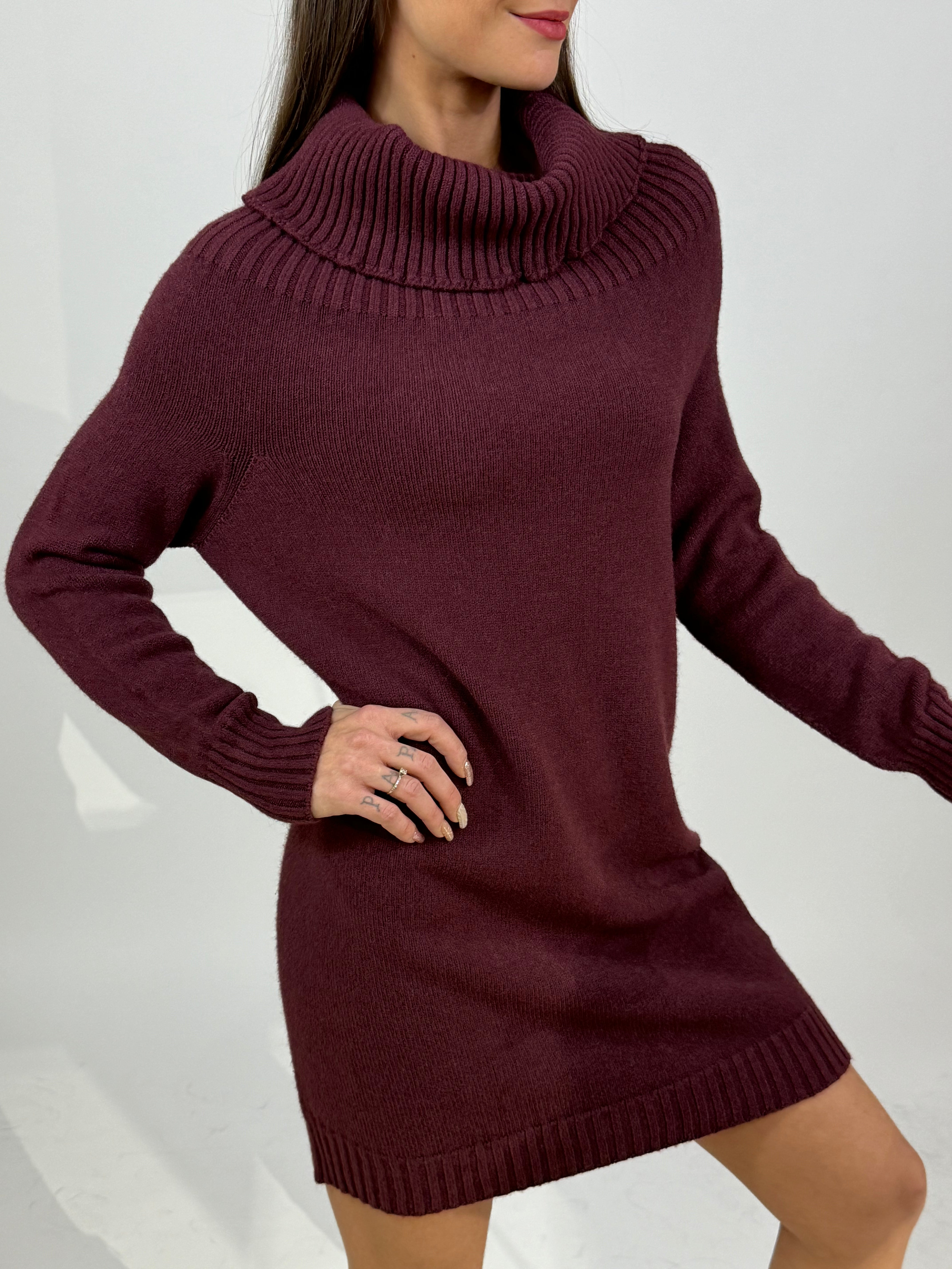 Abito di maglia over Susy Mix collo a ciambella /shiffer a coste