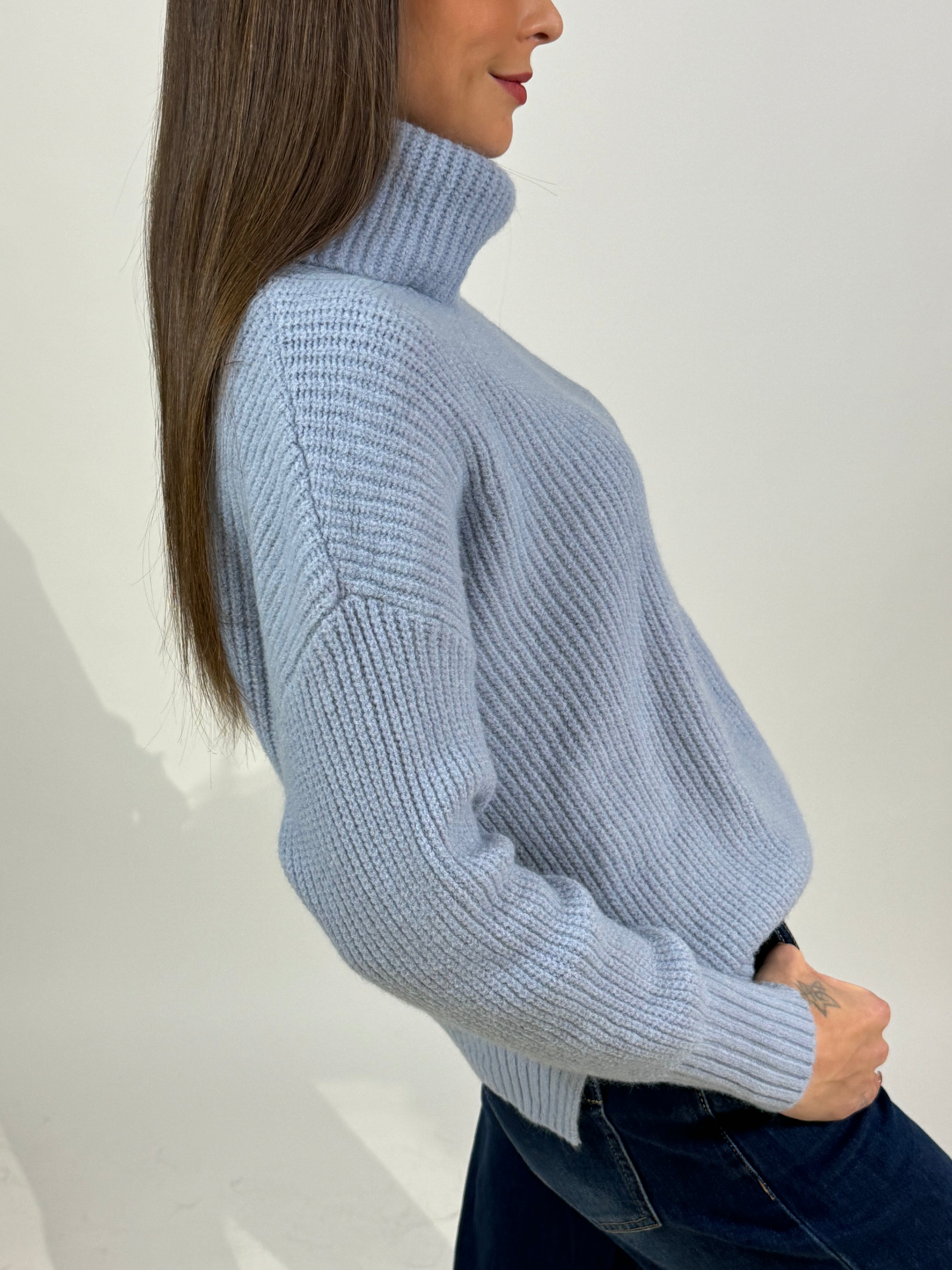 Maglione ampio collo a ciambella con spacchetti laterali Susy Mix