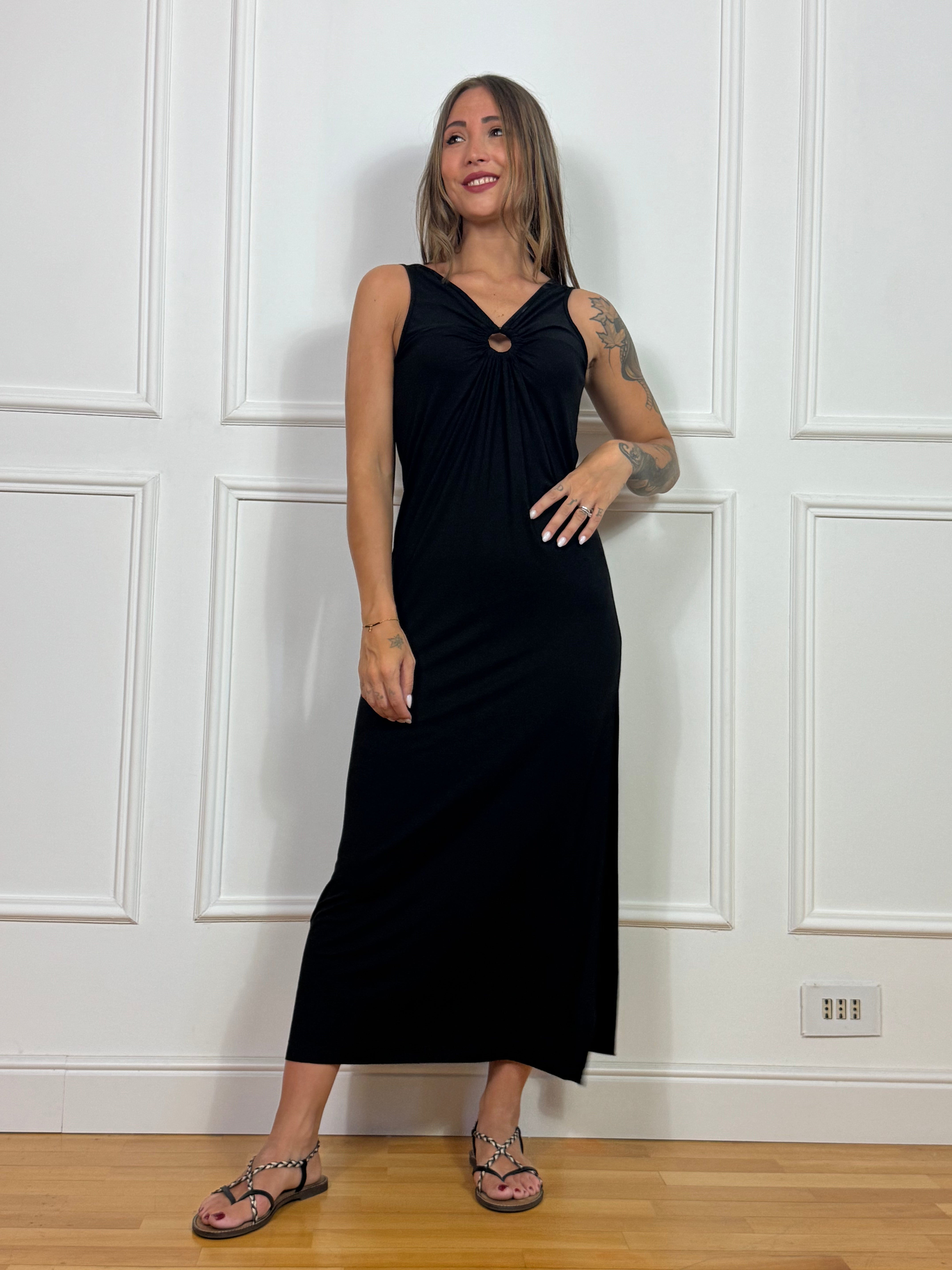 Abito lungo in viscosa elasticizzata Susy Mix ANELLO E SCOLLO SCHIENA