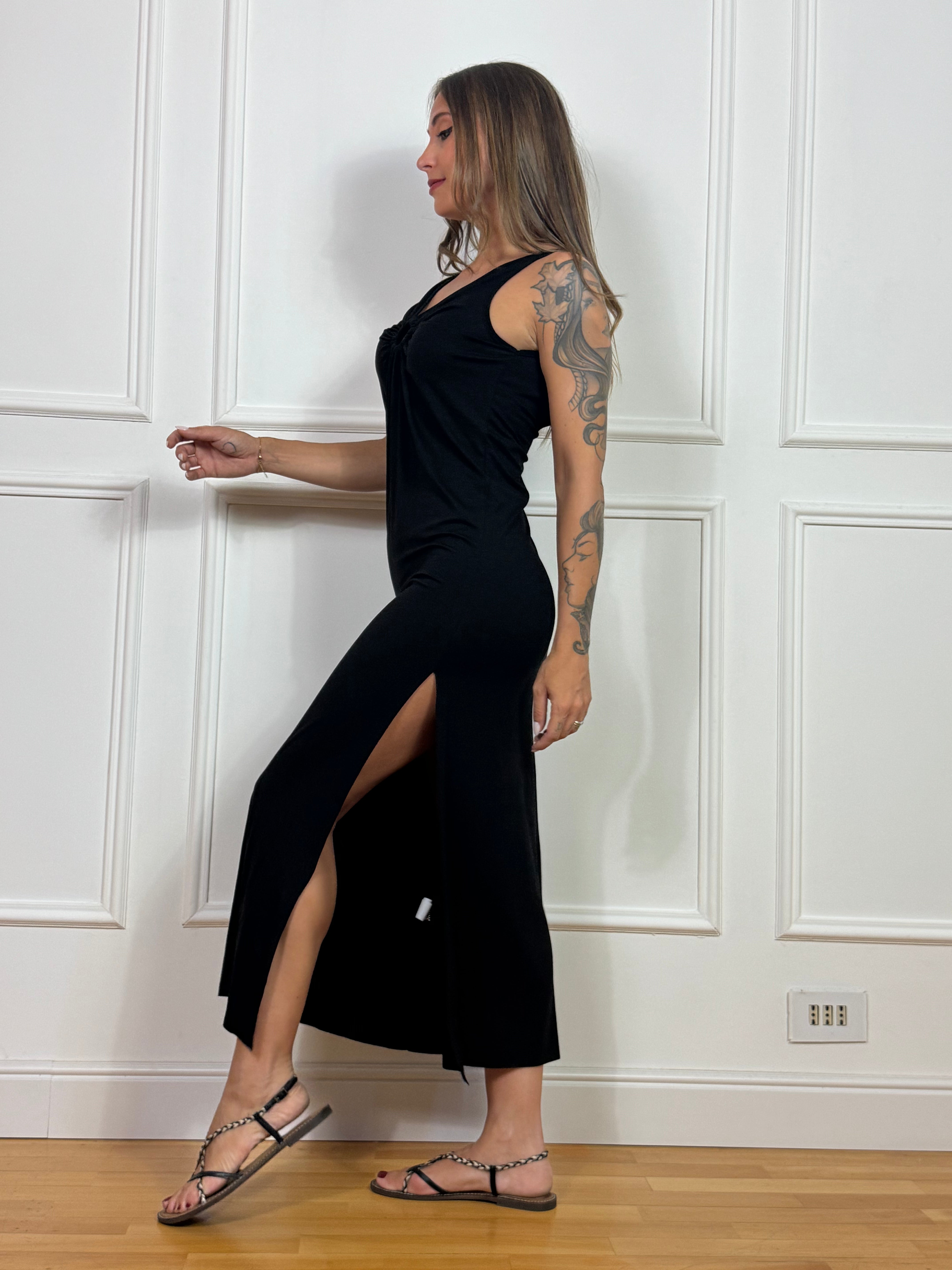 Abito lungo in viscosa elasticizzata Susy Mix ANELLO E SCOLLO SCHIENA