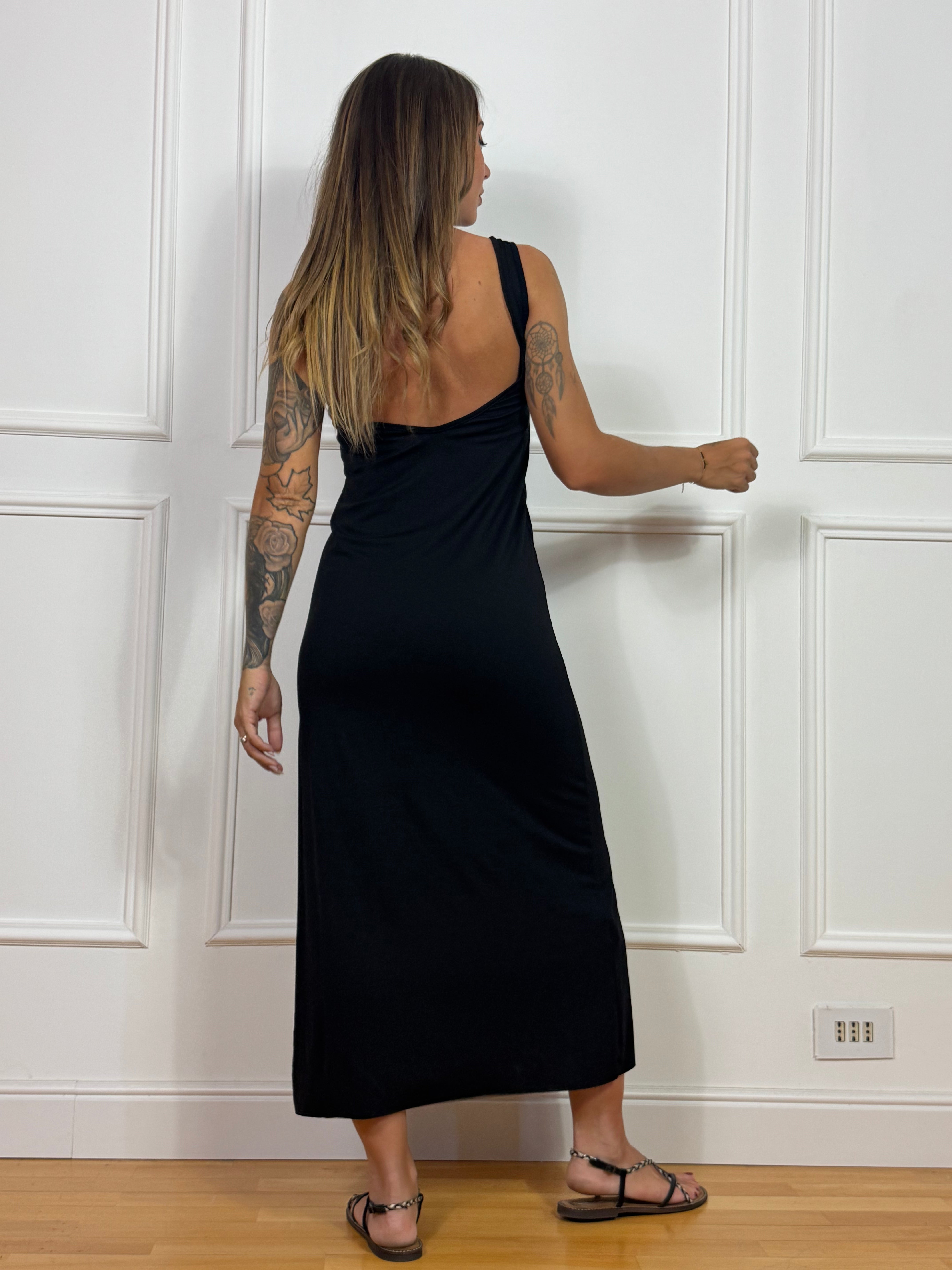 Abito lungo in viscosa elasticizzata Susy Mix ANELLO E SCOLLO SCHIENA