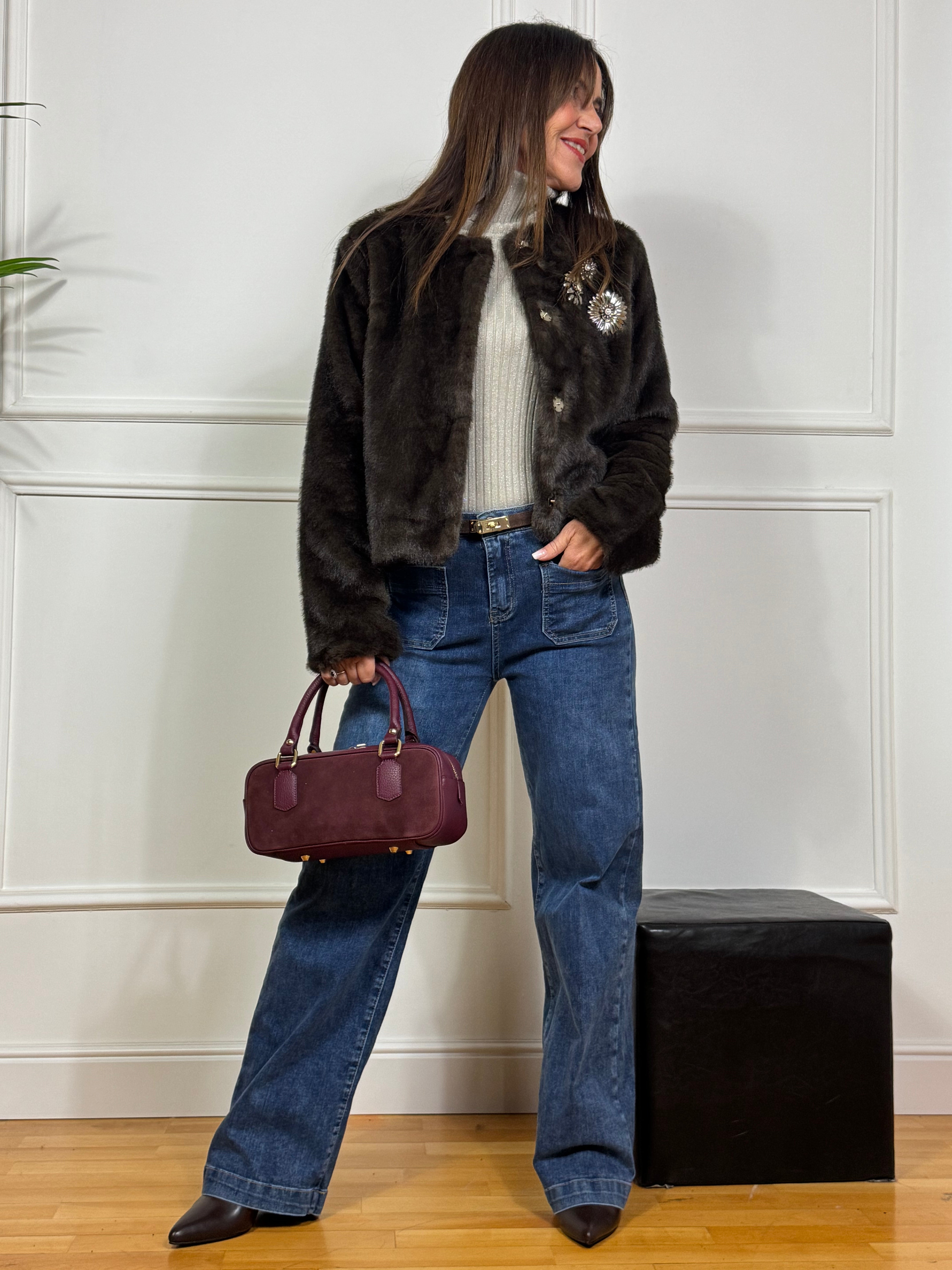 Borsa bauletto in pelle texture martellata - dainetto