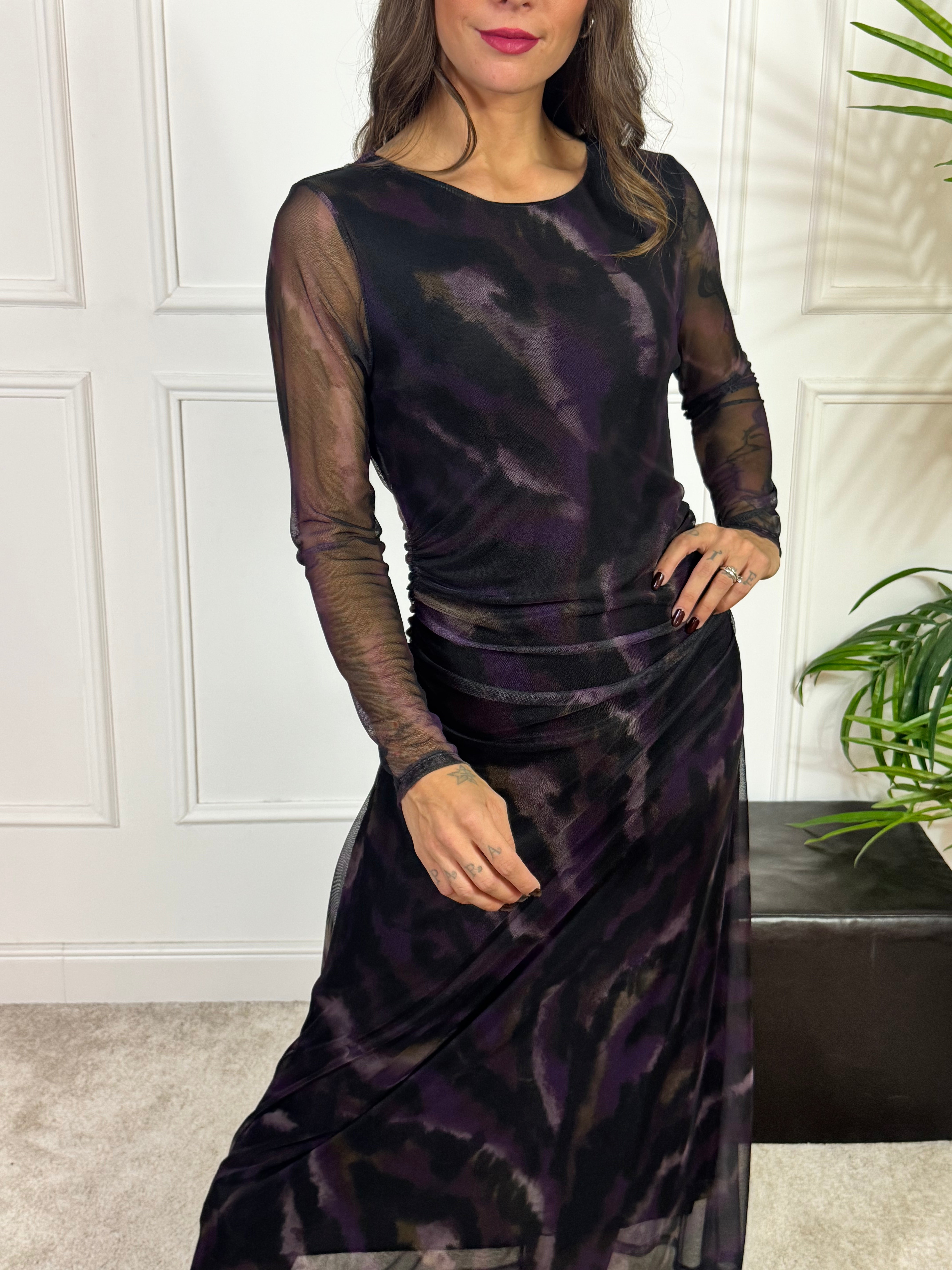 Abito LUNGO TULLE apertura schiena Susy Mix VIOLA