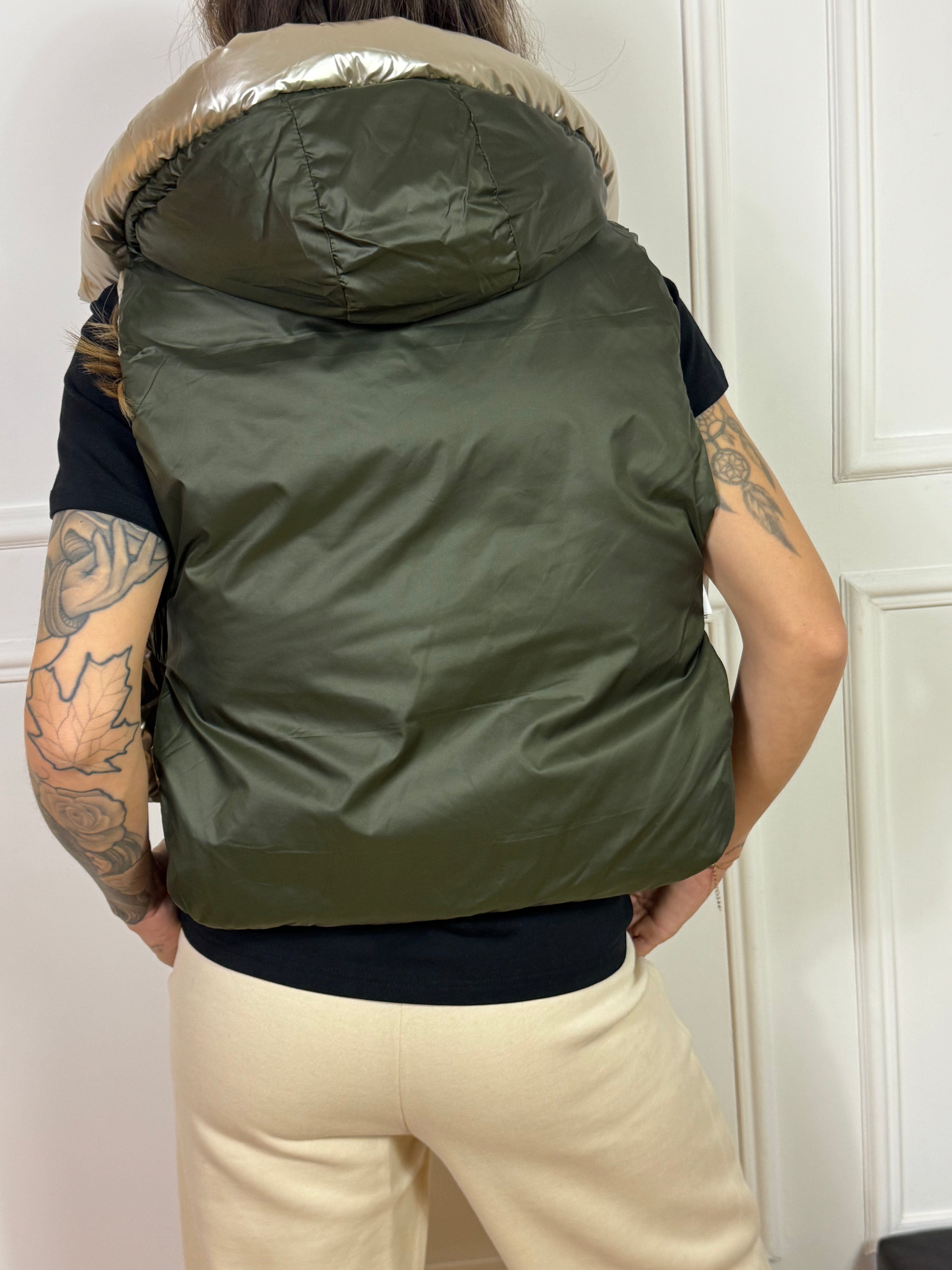 Piumino davantino Kontatto double-face con cappuccio