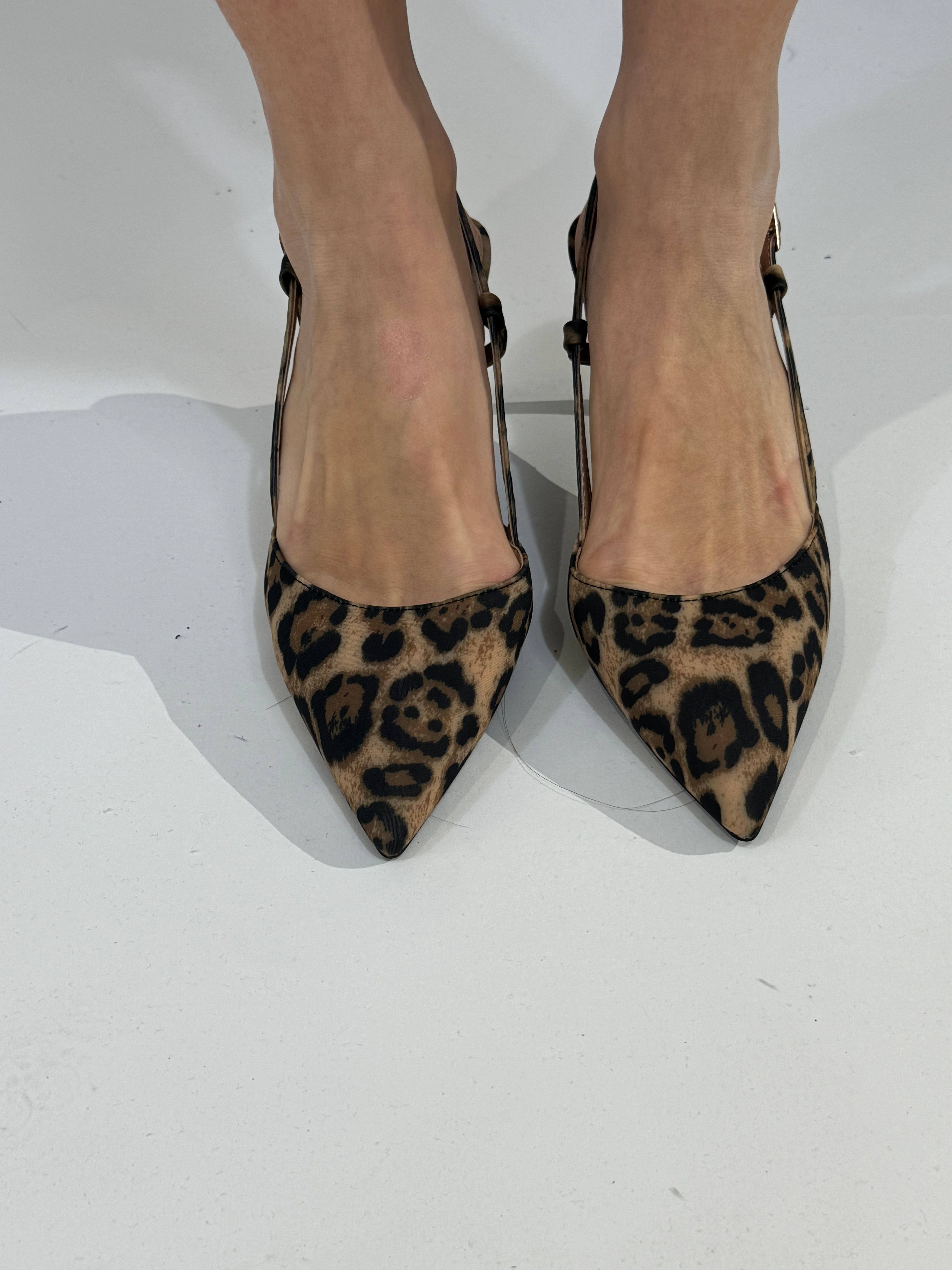 Scarpa slingback a punta con tacco Susy Mix effetto tessuto MACULATO
