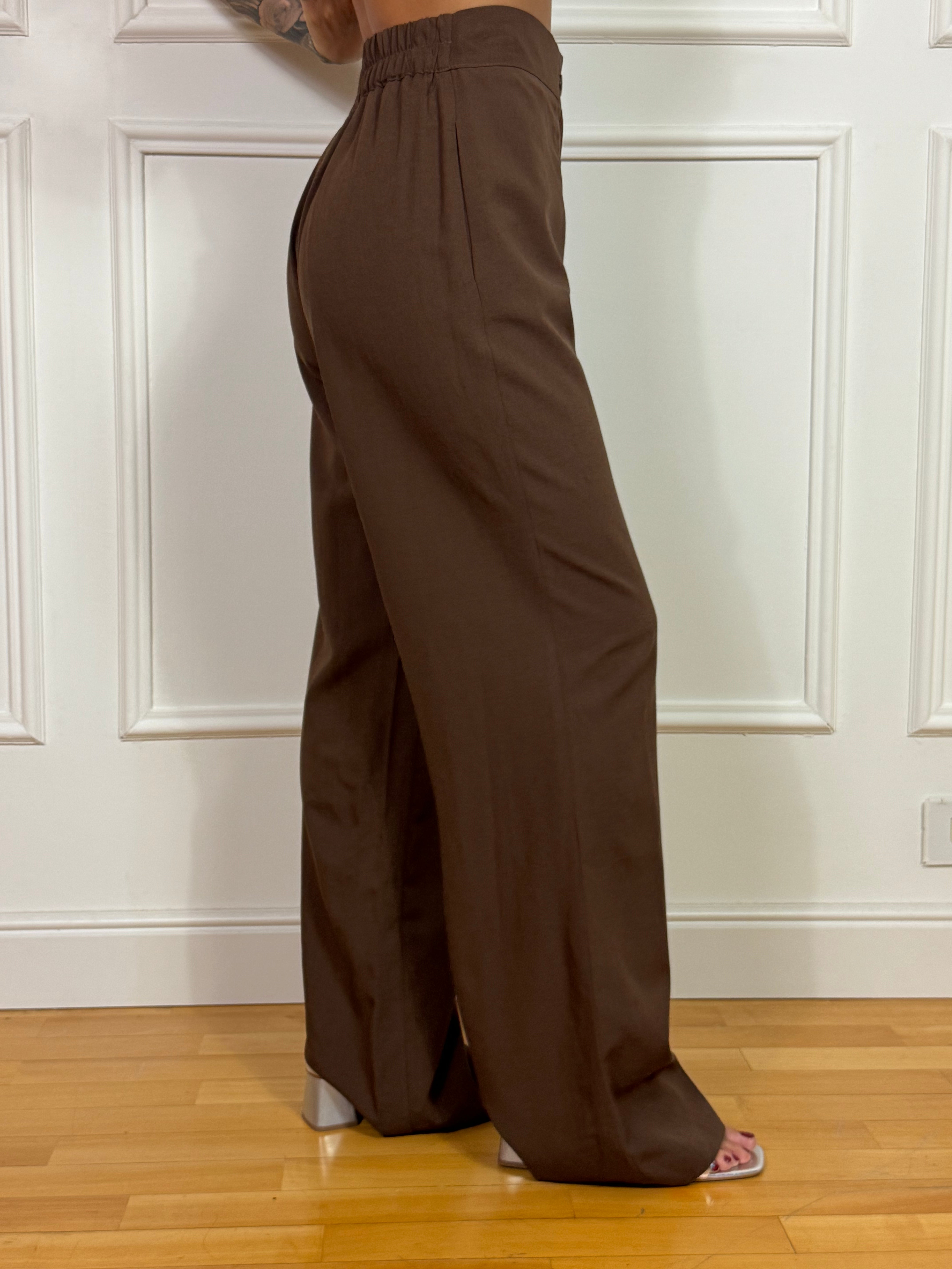 Set Completo in viscosa e lino Susy Mix GILET SCOLLO SCHIENA + PANTALONE A PALAZZO