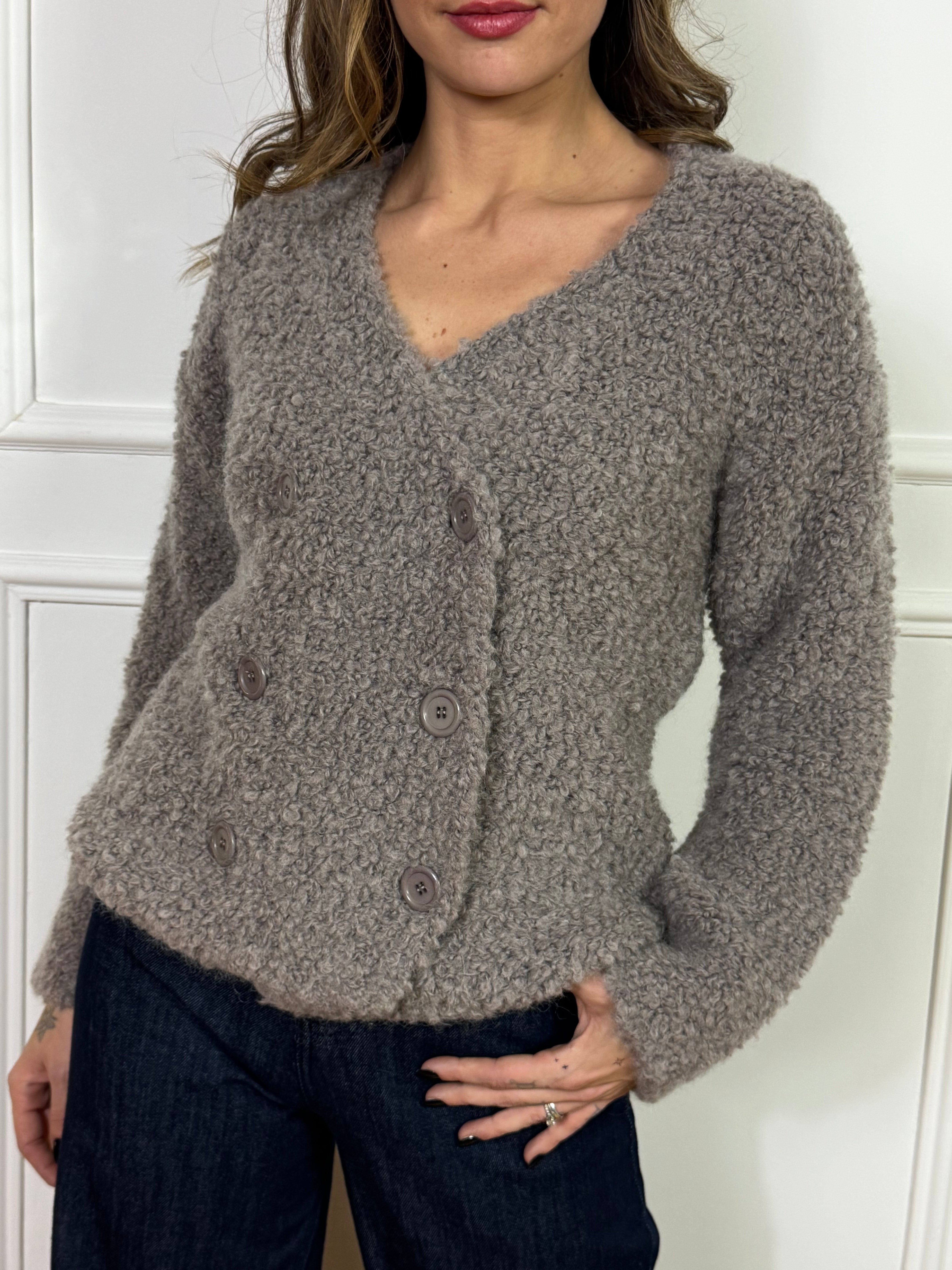 Giacchina doppiopetto misto mohair Kontatto lavorazione bouclè