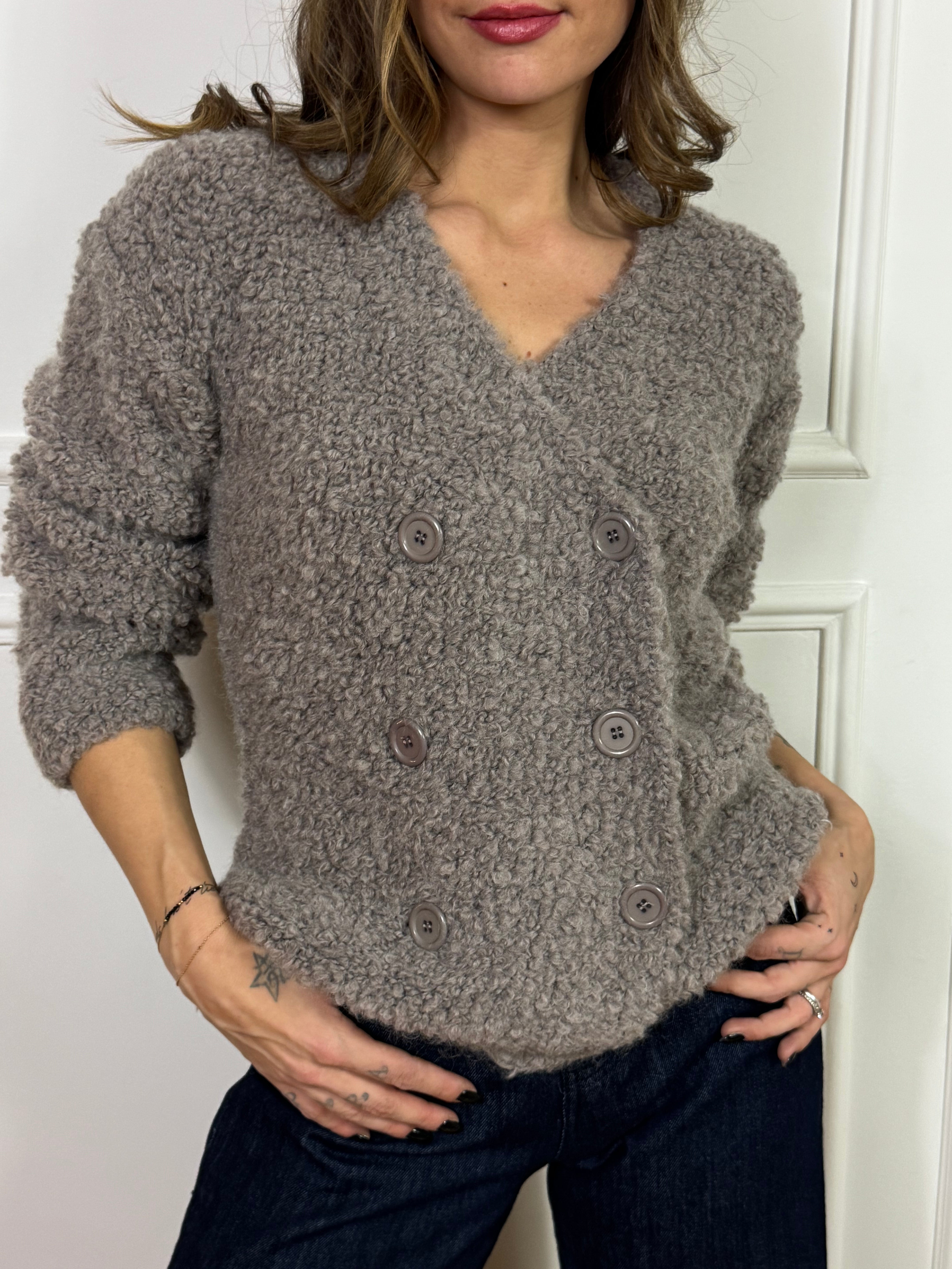 Giacchina doppiopetto misto mohair Kontatto lavorazione bouclè