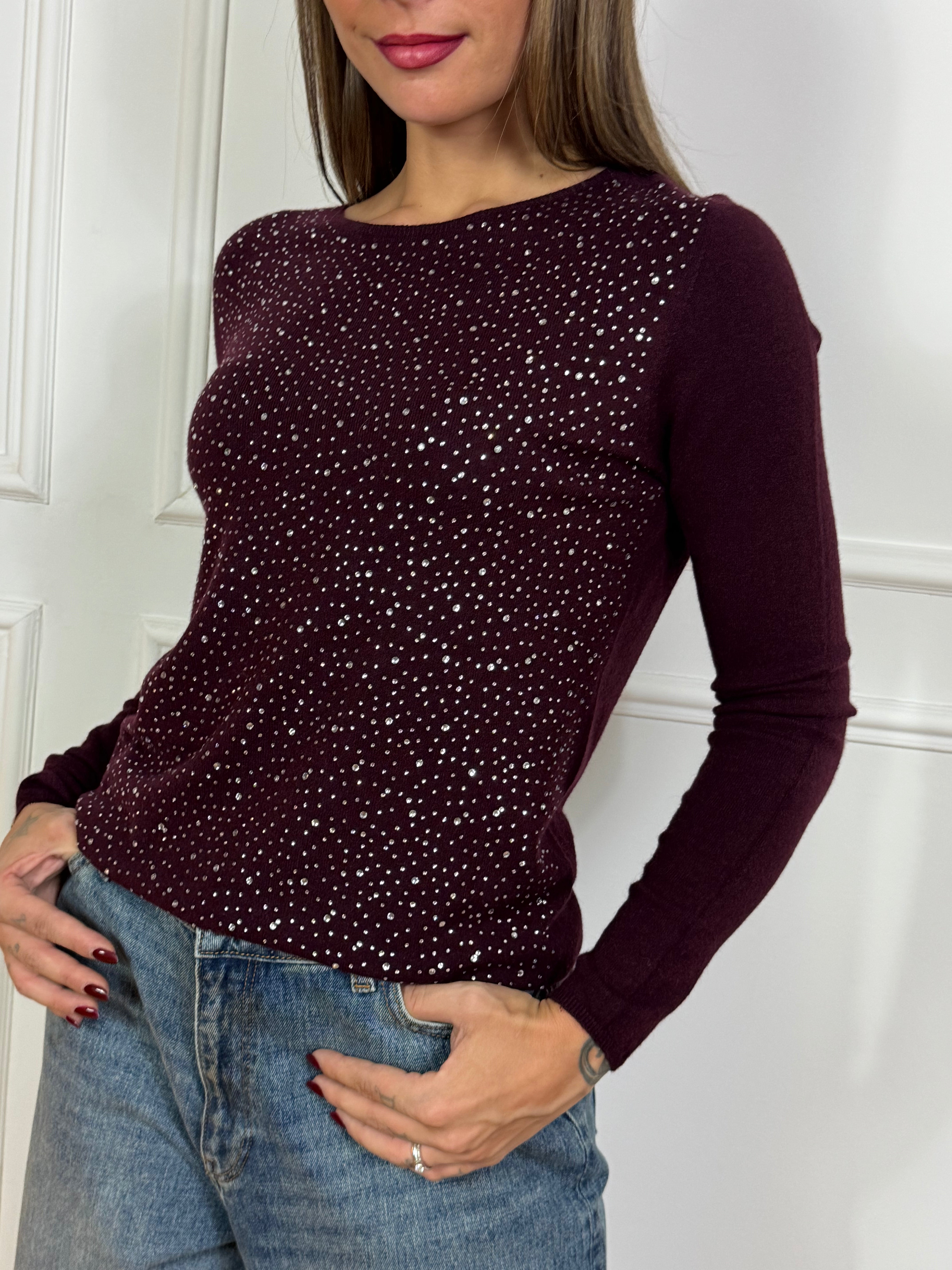 Maglia manica lunga Kikisix con TANTI BRILLANTINI DAVANTI