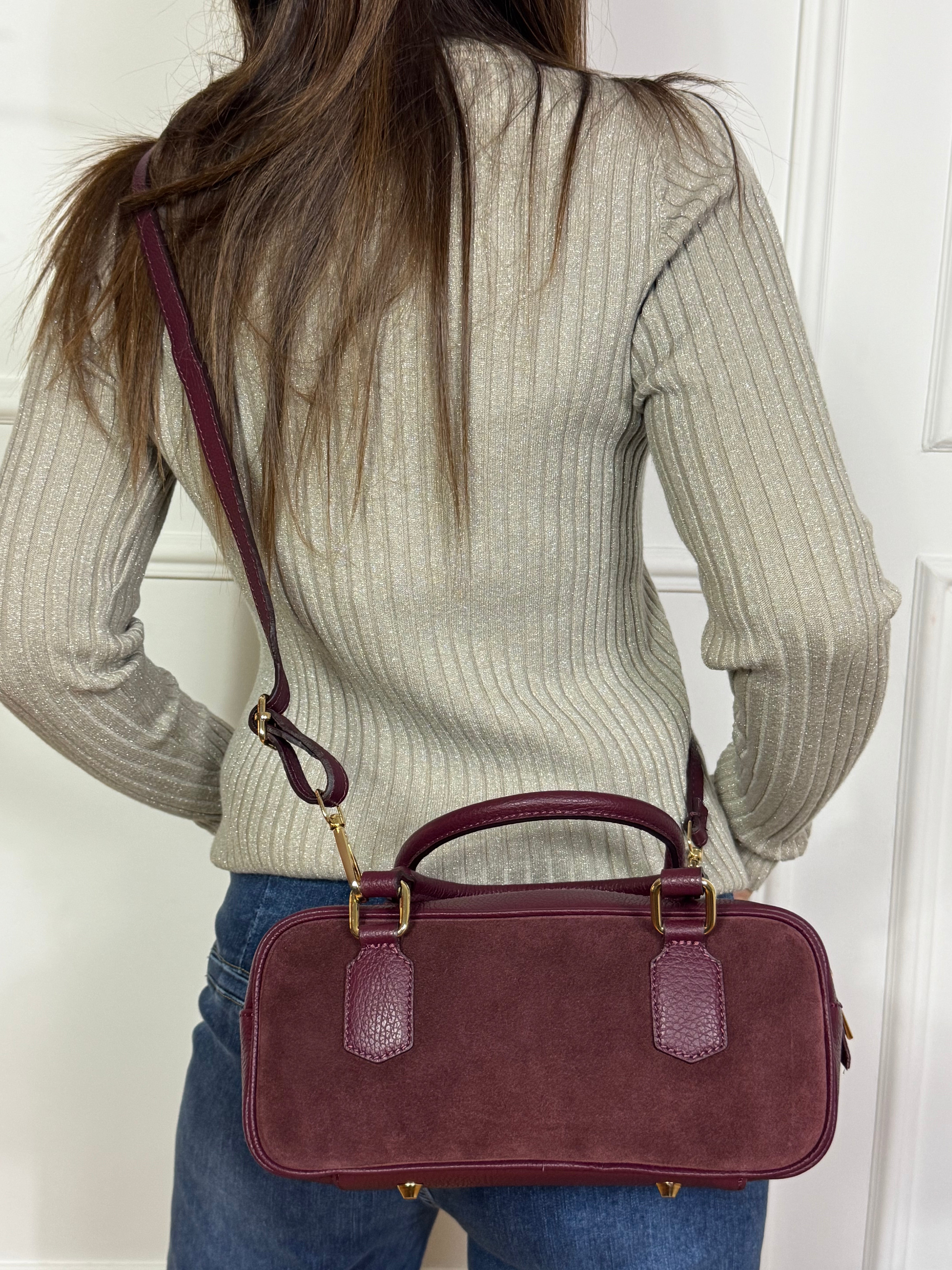 Borsa bauletto in pelle texture martellata - dainetto