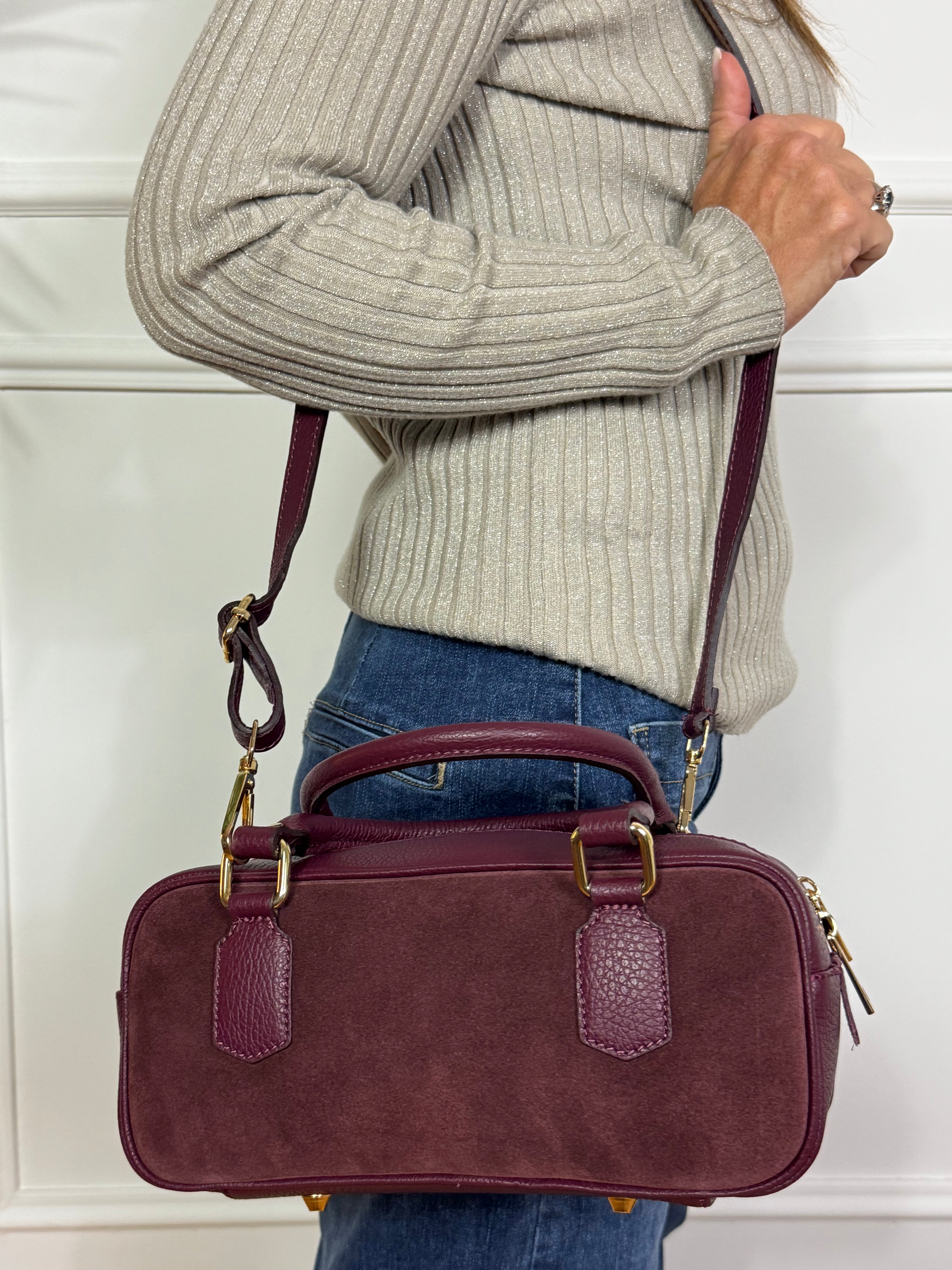 Borsa bauletto in pelle texture martellata - dainetto