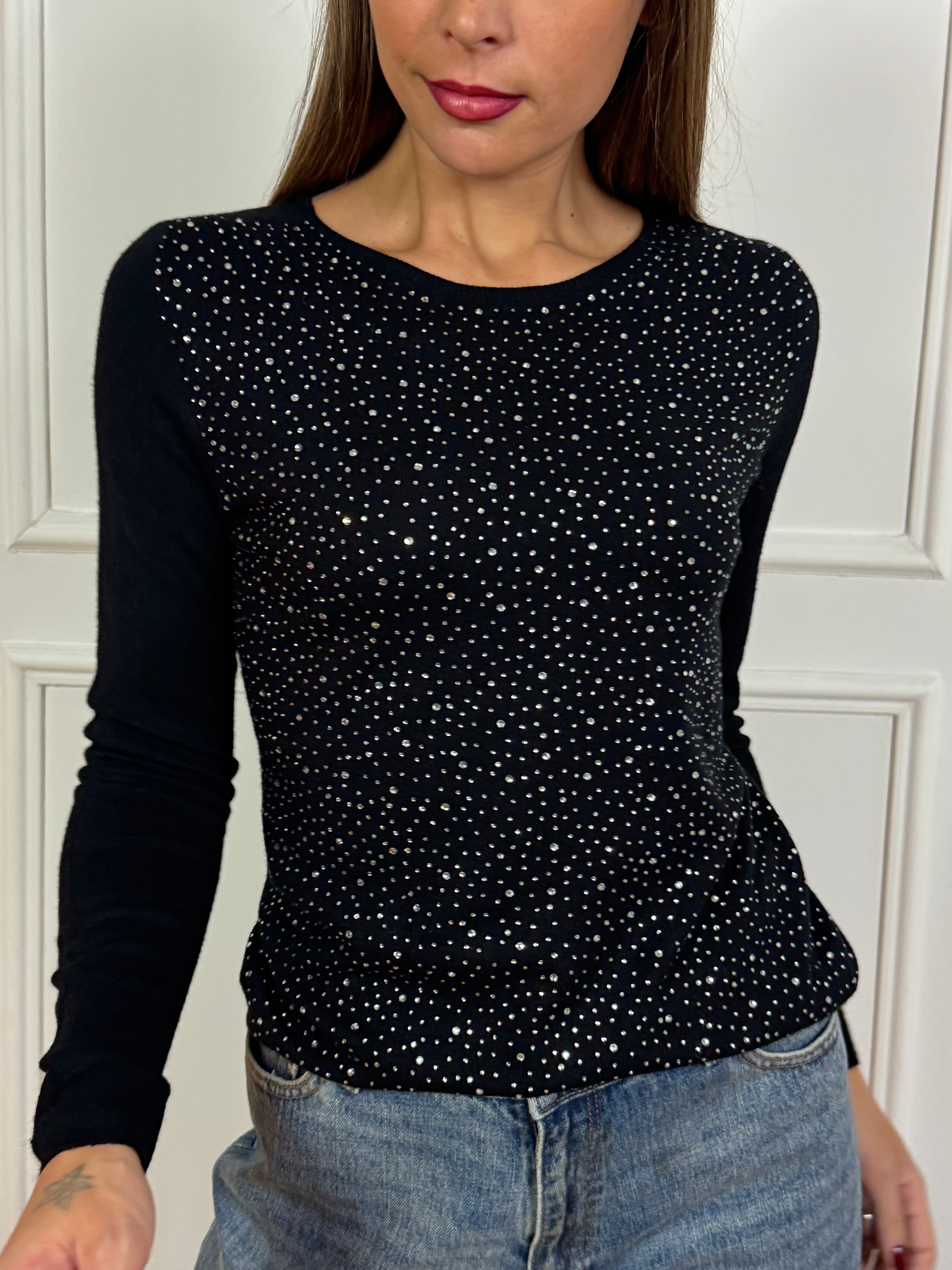 Maglia manica lunga Kikisix con TANTI BRILLANTINI DAVANTI