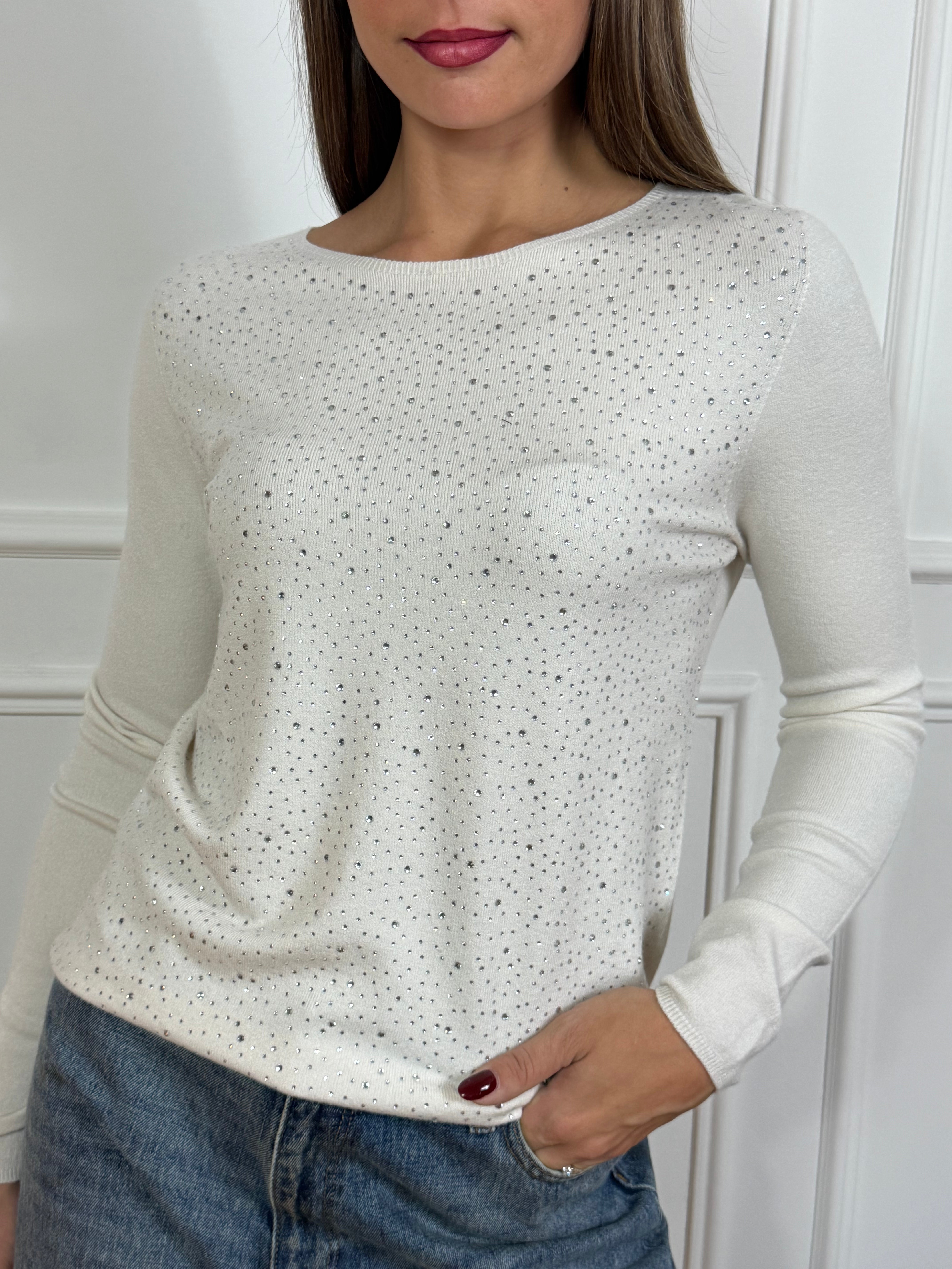 Maglia manica lunga Kikisix con TANTI BRILLANTINI DAVANTI