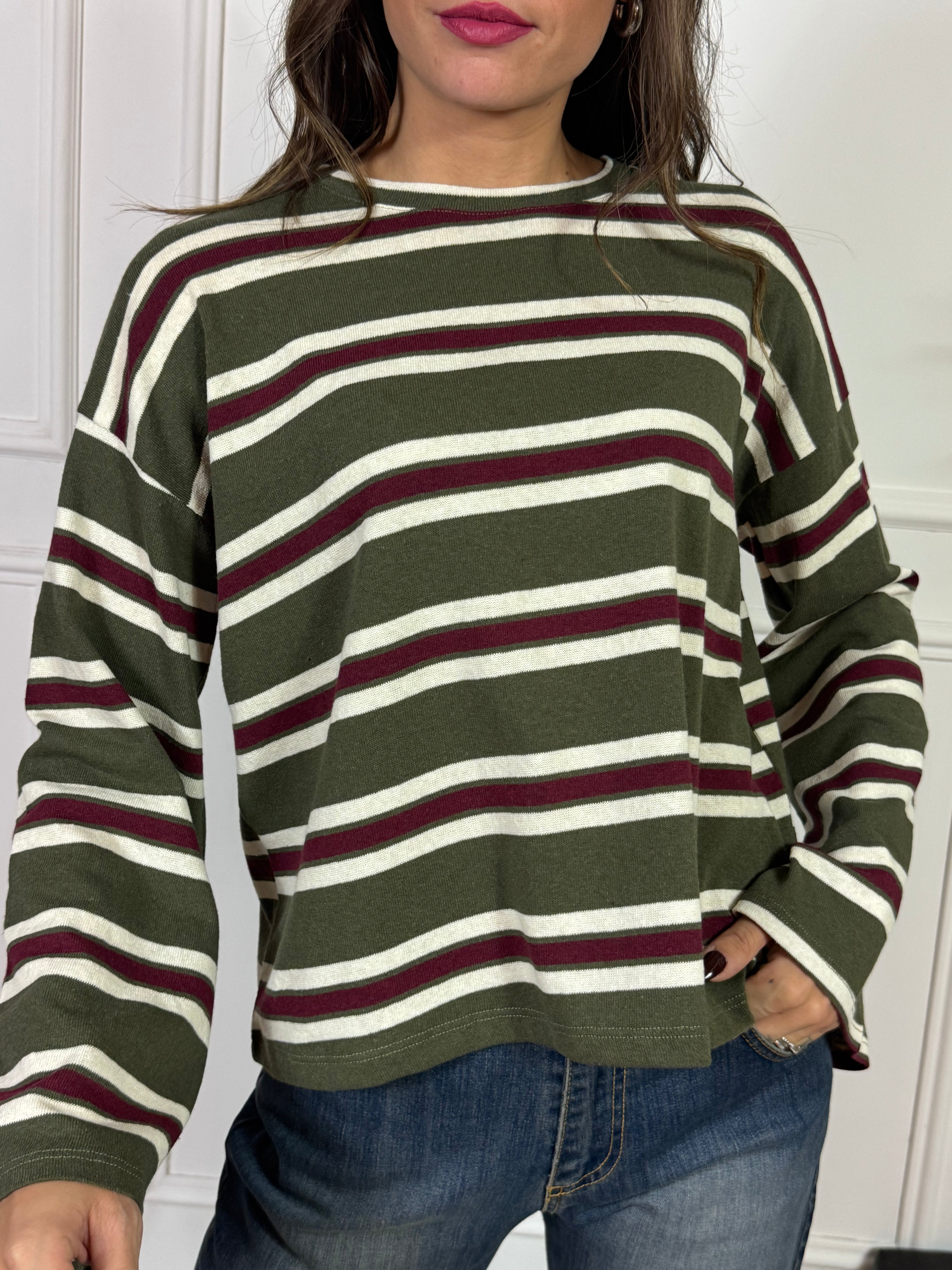 Maglia Susy Mix fantasia RIGHE MANICA AMPIA