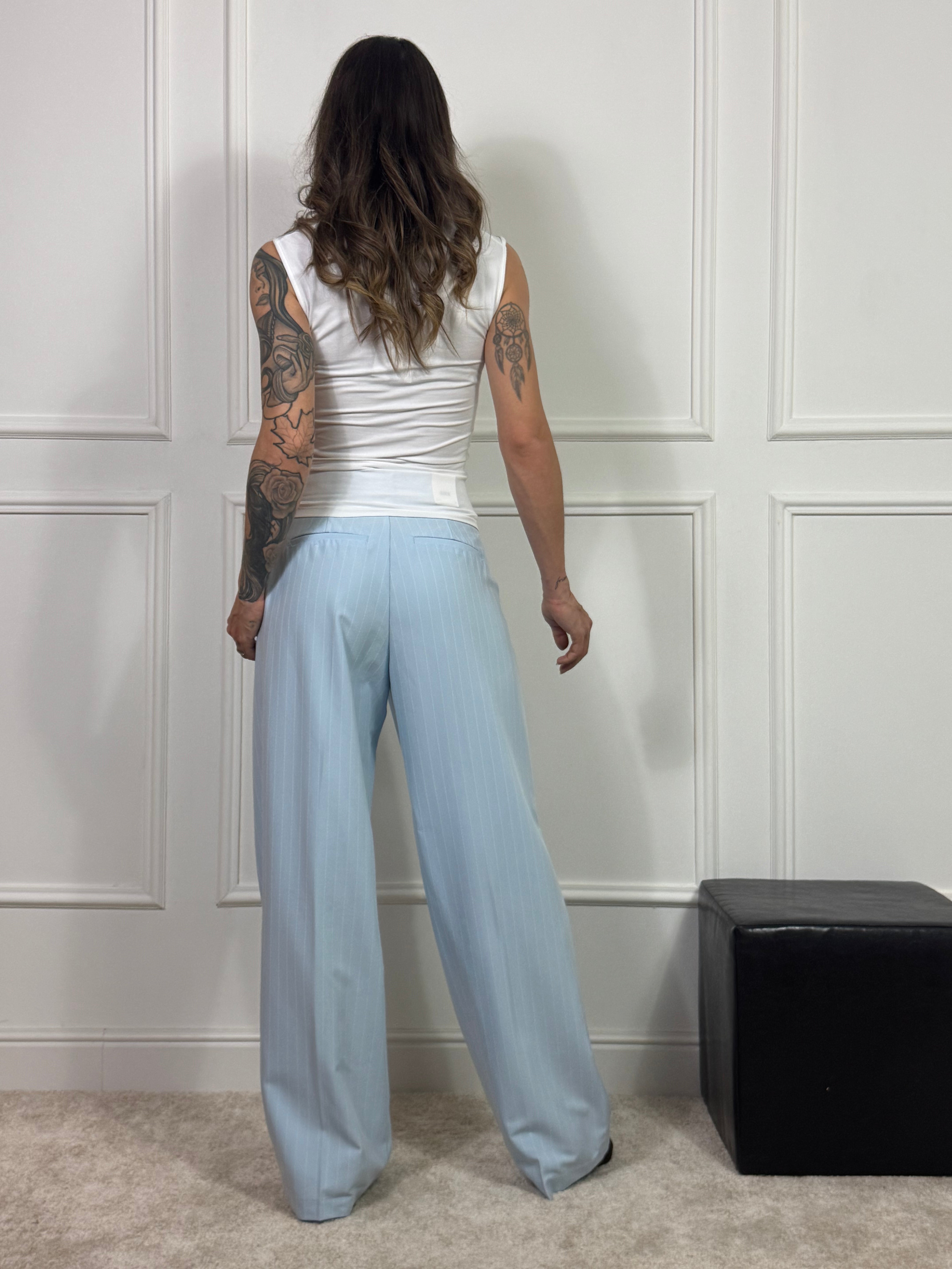 Pantalone JJXX modello ELLIS WIDE GESSATO - AZZURRO