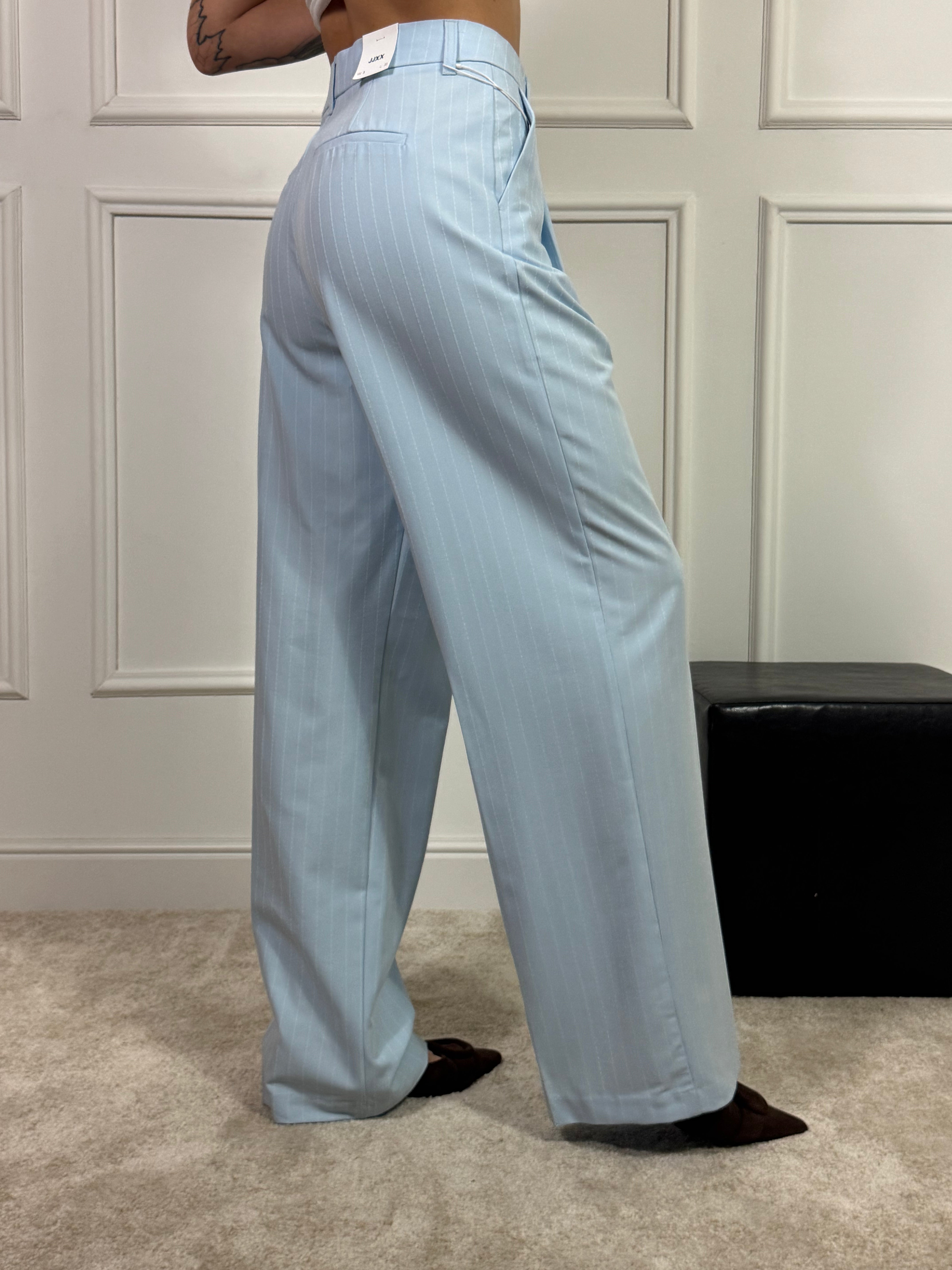Pantalone JJXX modello ELLIS WIDE GESSATO - AZZURRO