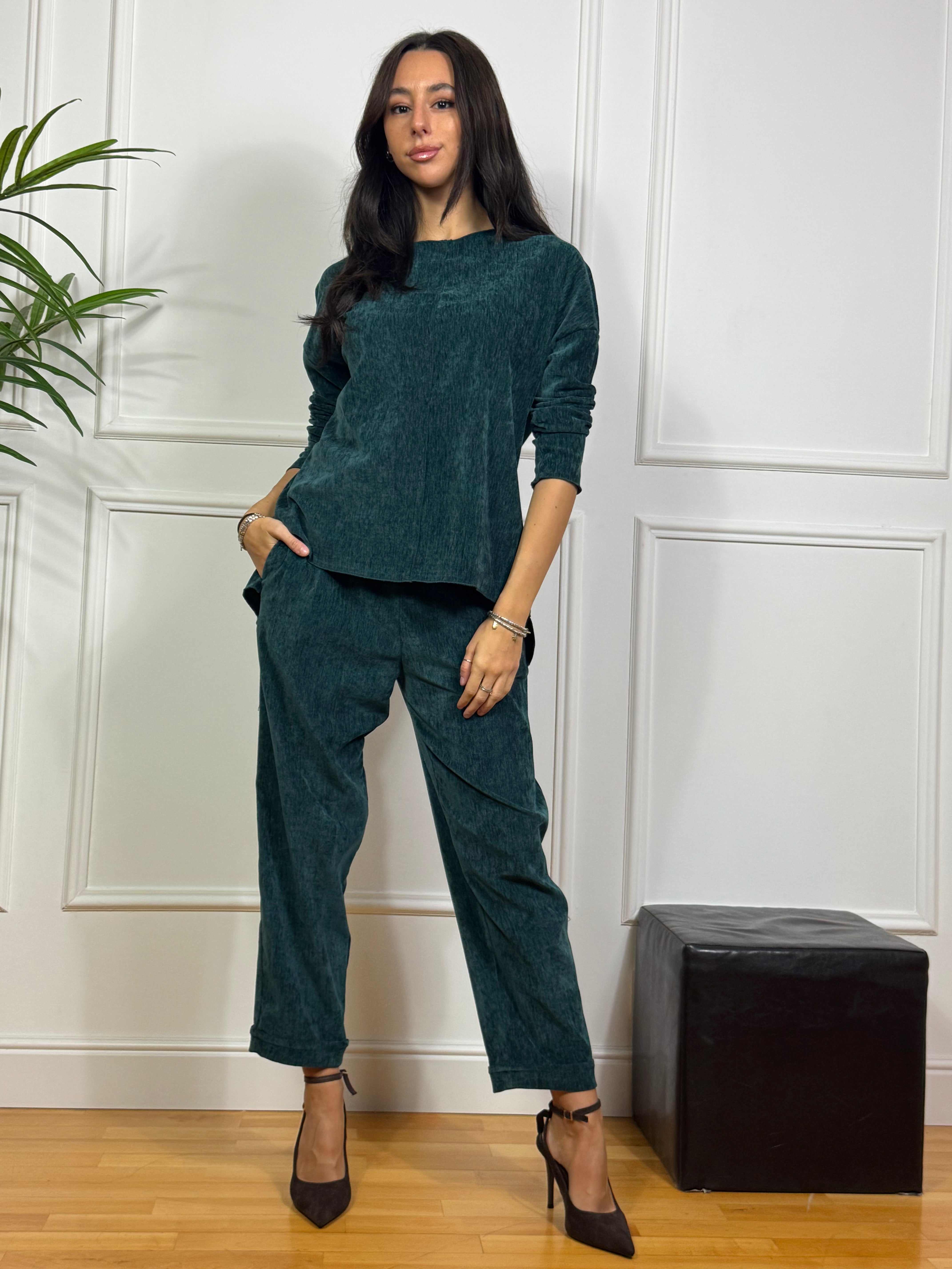 Pantalone a ovetto in velluto Susy Mix