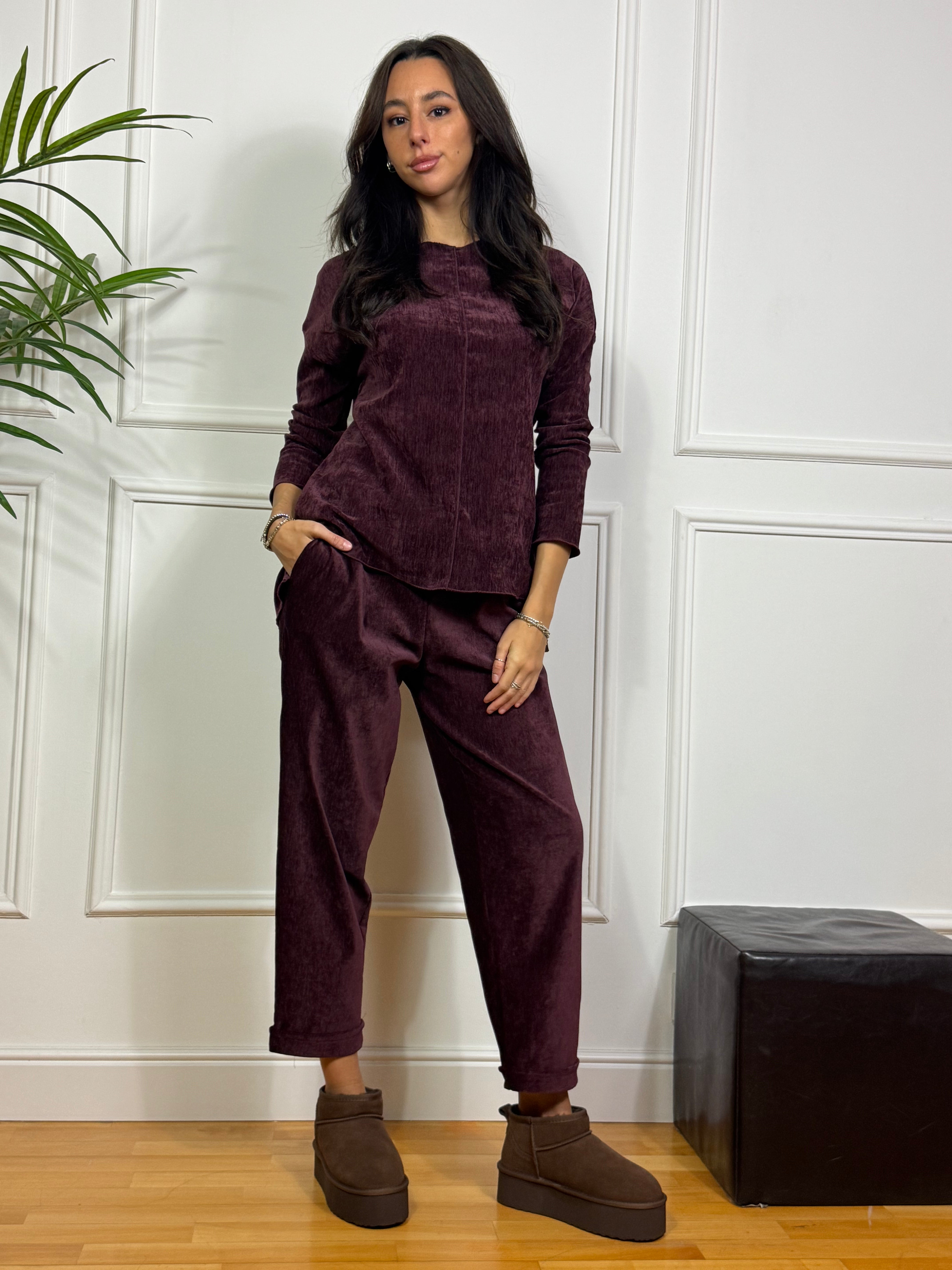 Pantalone a ovetto in velluto Susy Mix