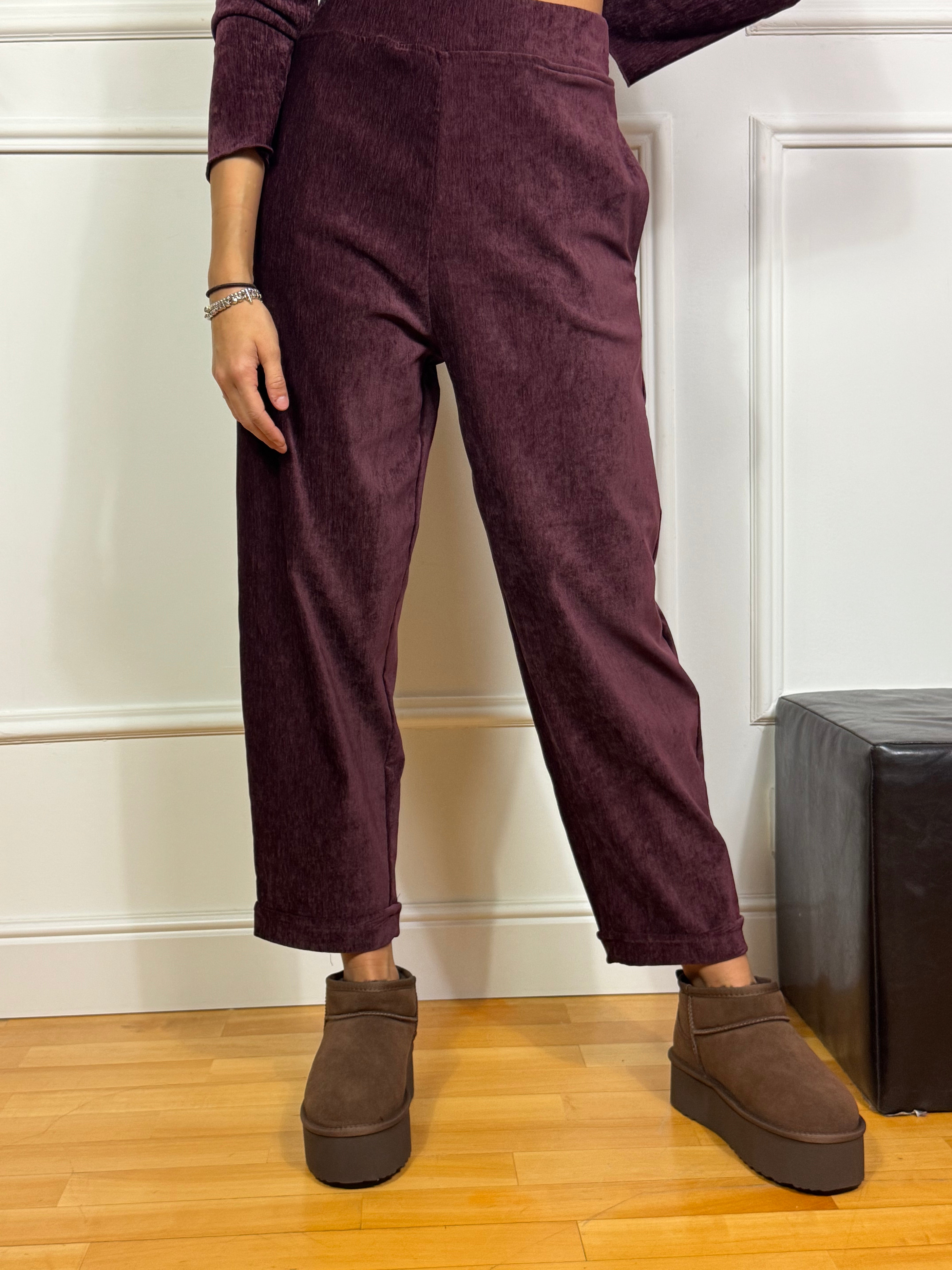 Pantalone a ovetto in velluto Susy Mix