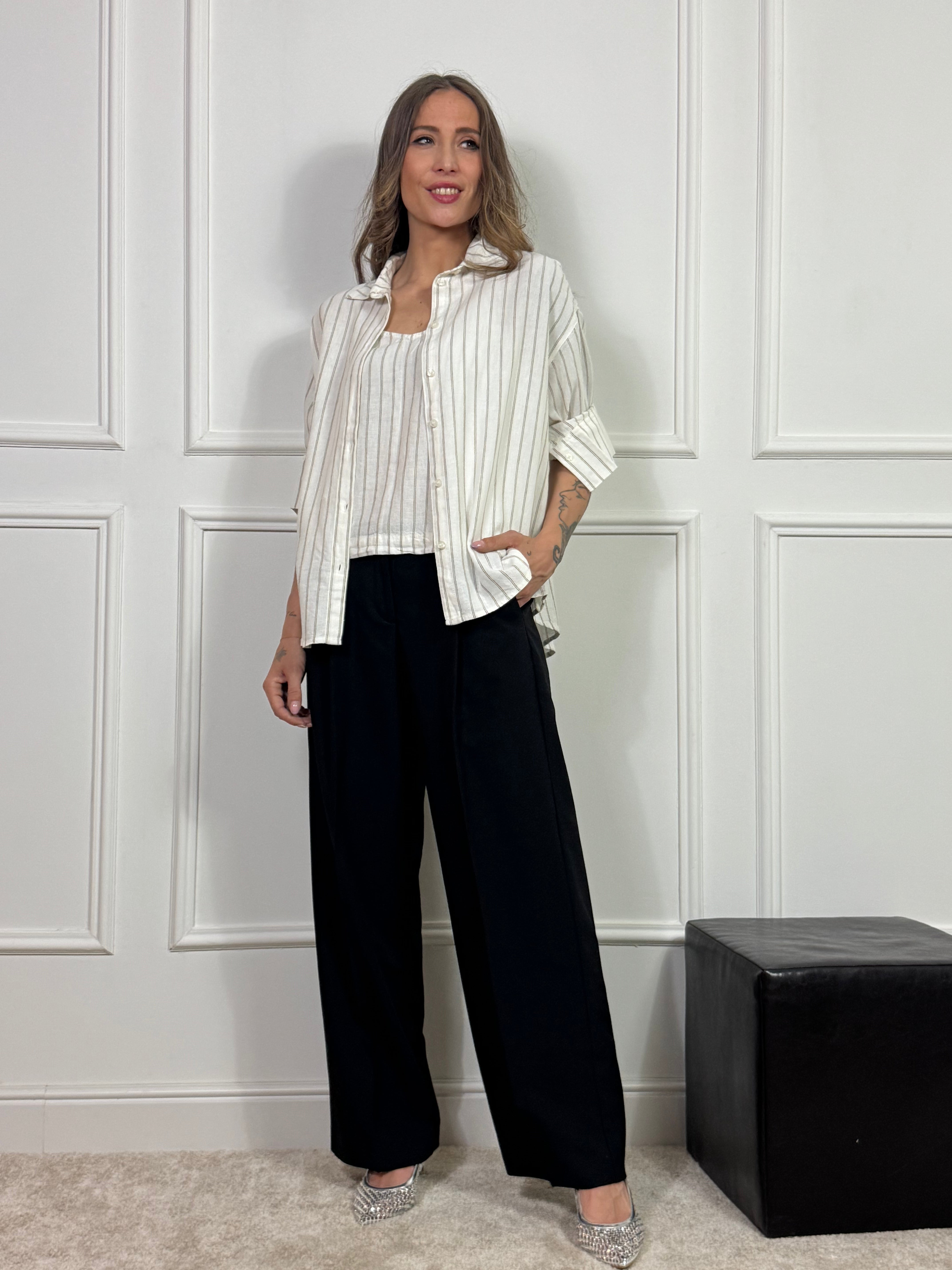 Pantalone JJXX modello ELLIS WIDE - ampio con pinces NERO