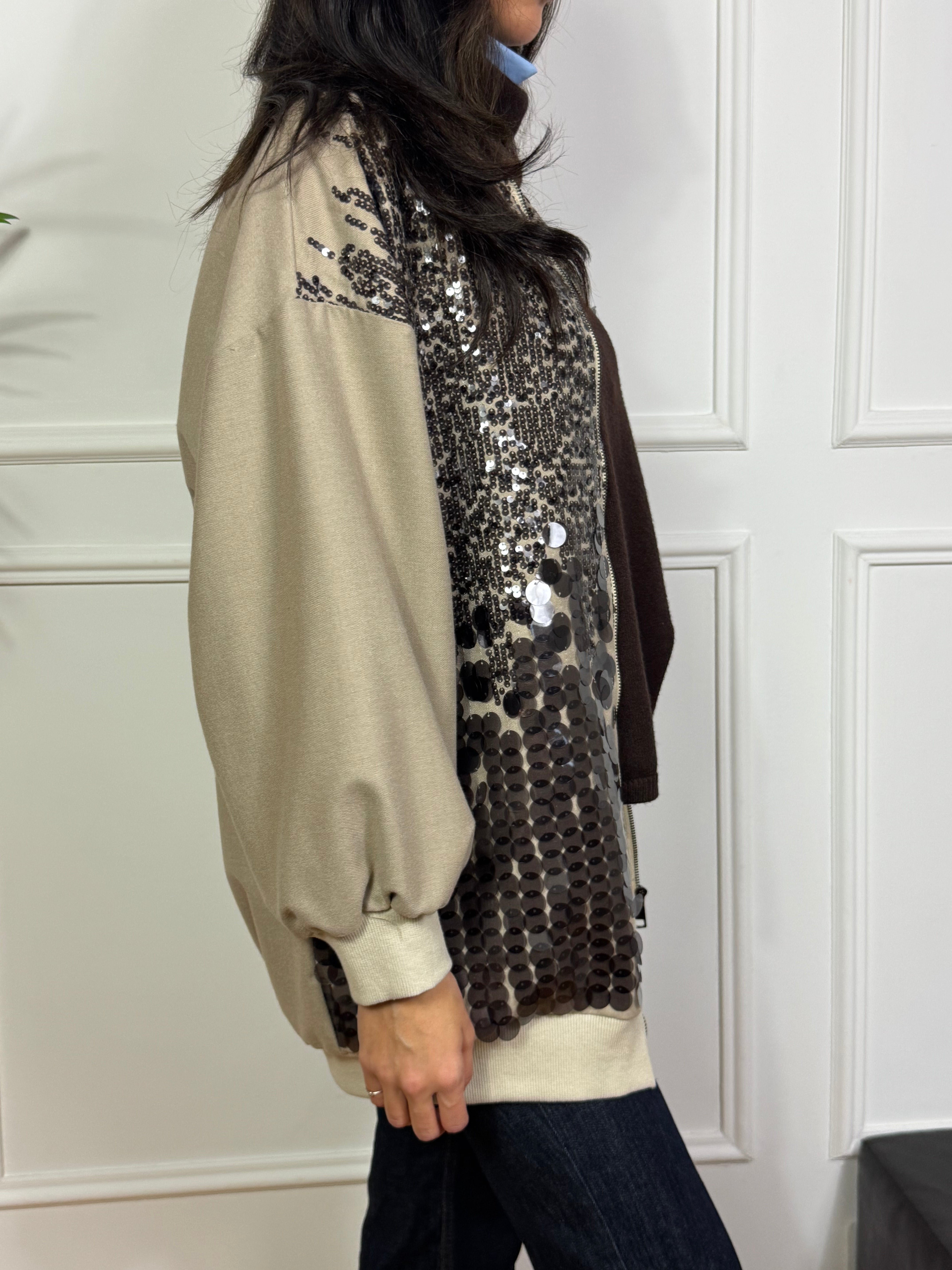 Felpa bomber oversize Susy Mix con paillettes