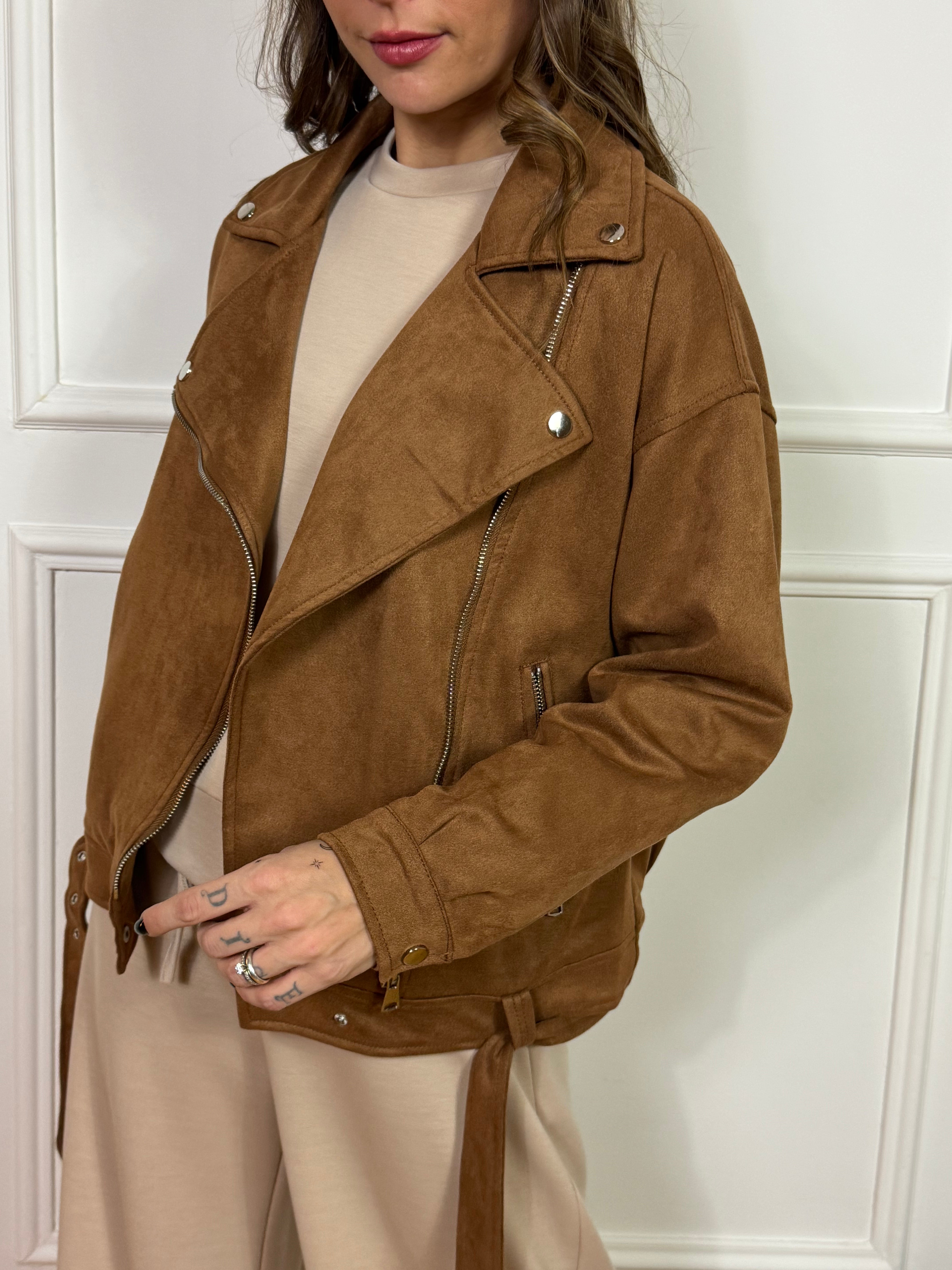 Giacca chiodo scamosciata Kontatto