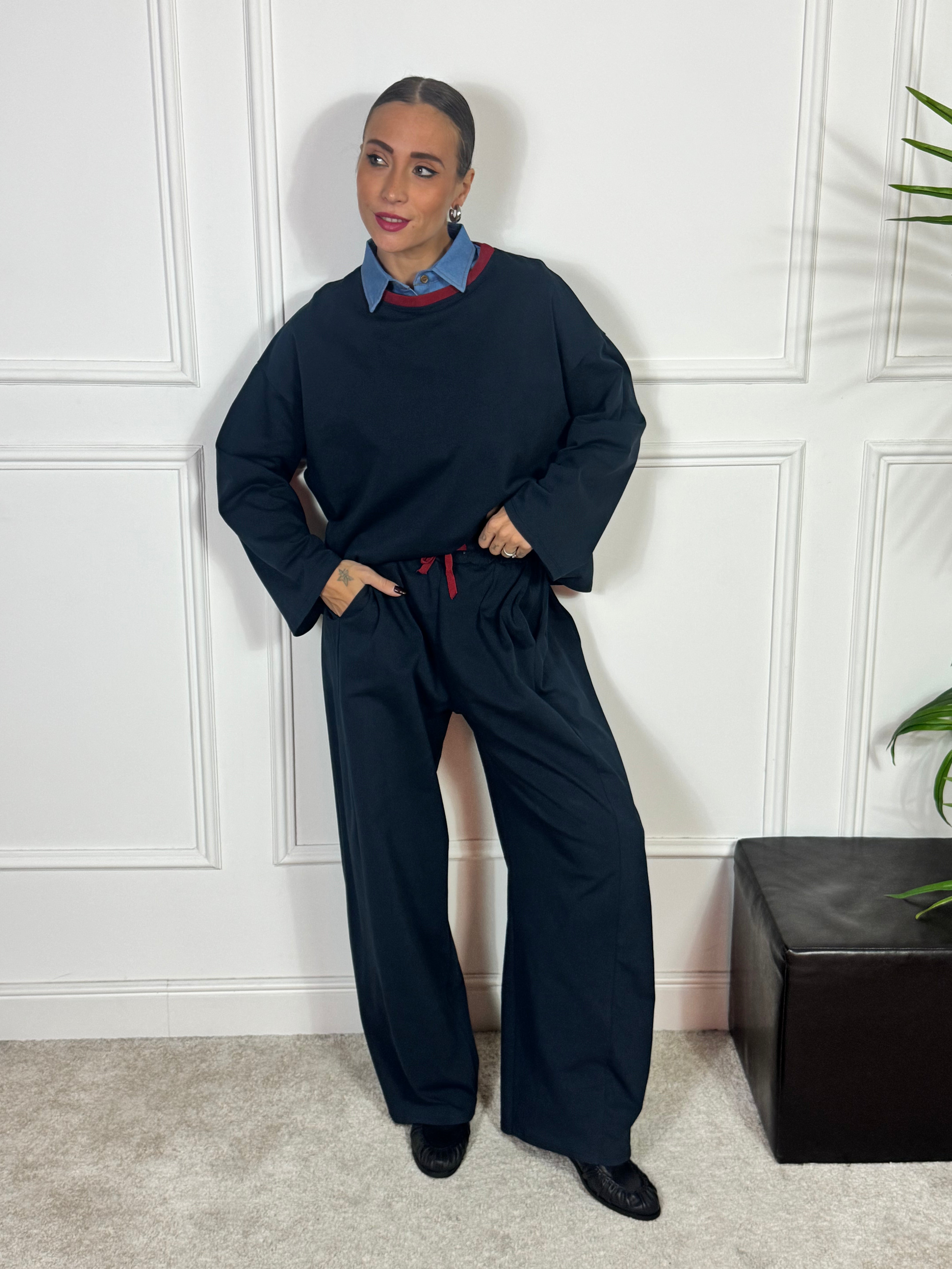 Pantalone garzato con coulisse Kikisix PALAZZO CON PINCES LATERALE