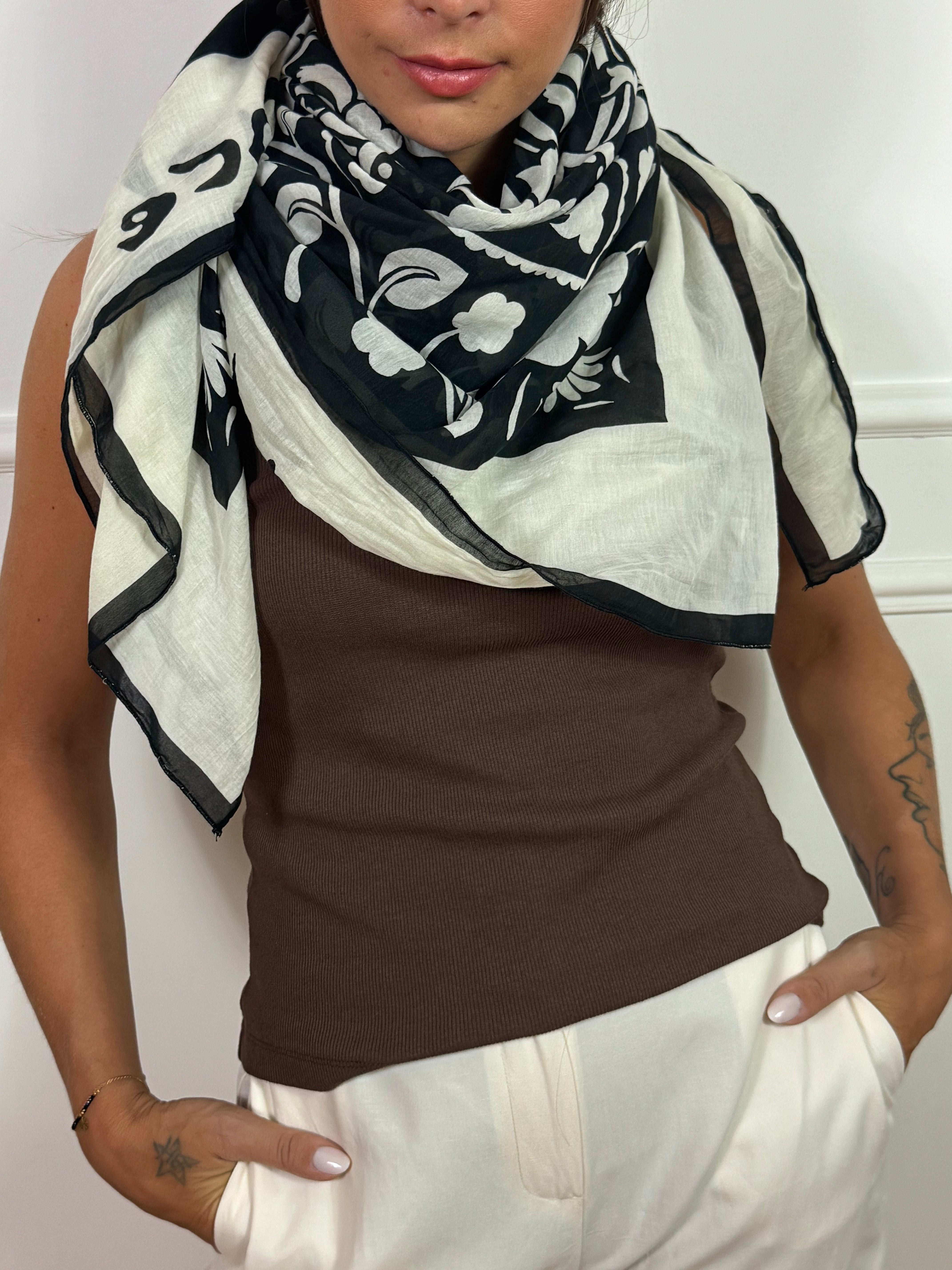 Foulard bandana Manila Grace FANTASIA FIORI CON LOGO