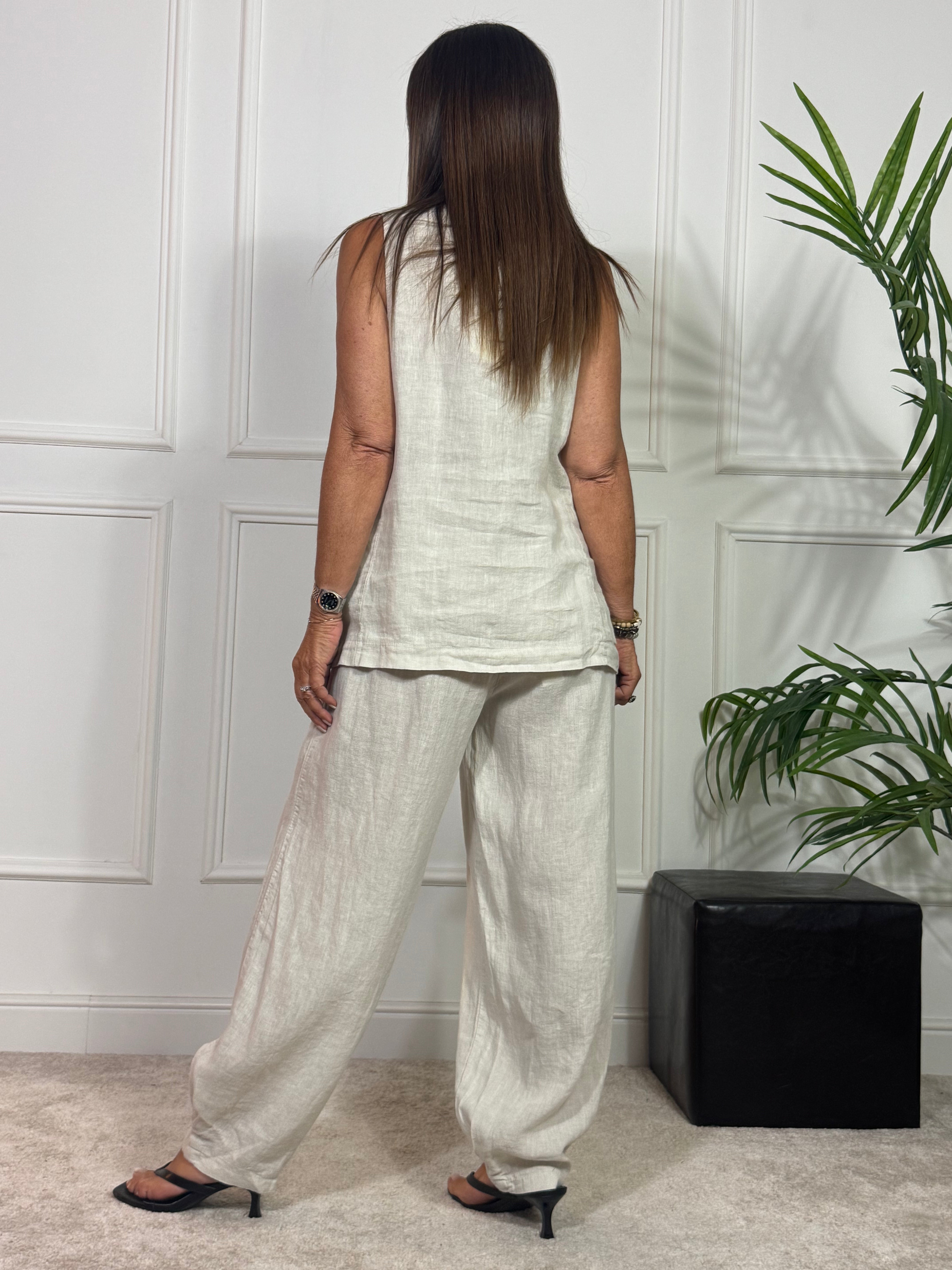 PANTALONE LUNGO IN LINO VICTORIA ILMH - BARREL