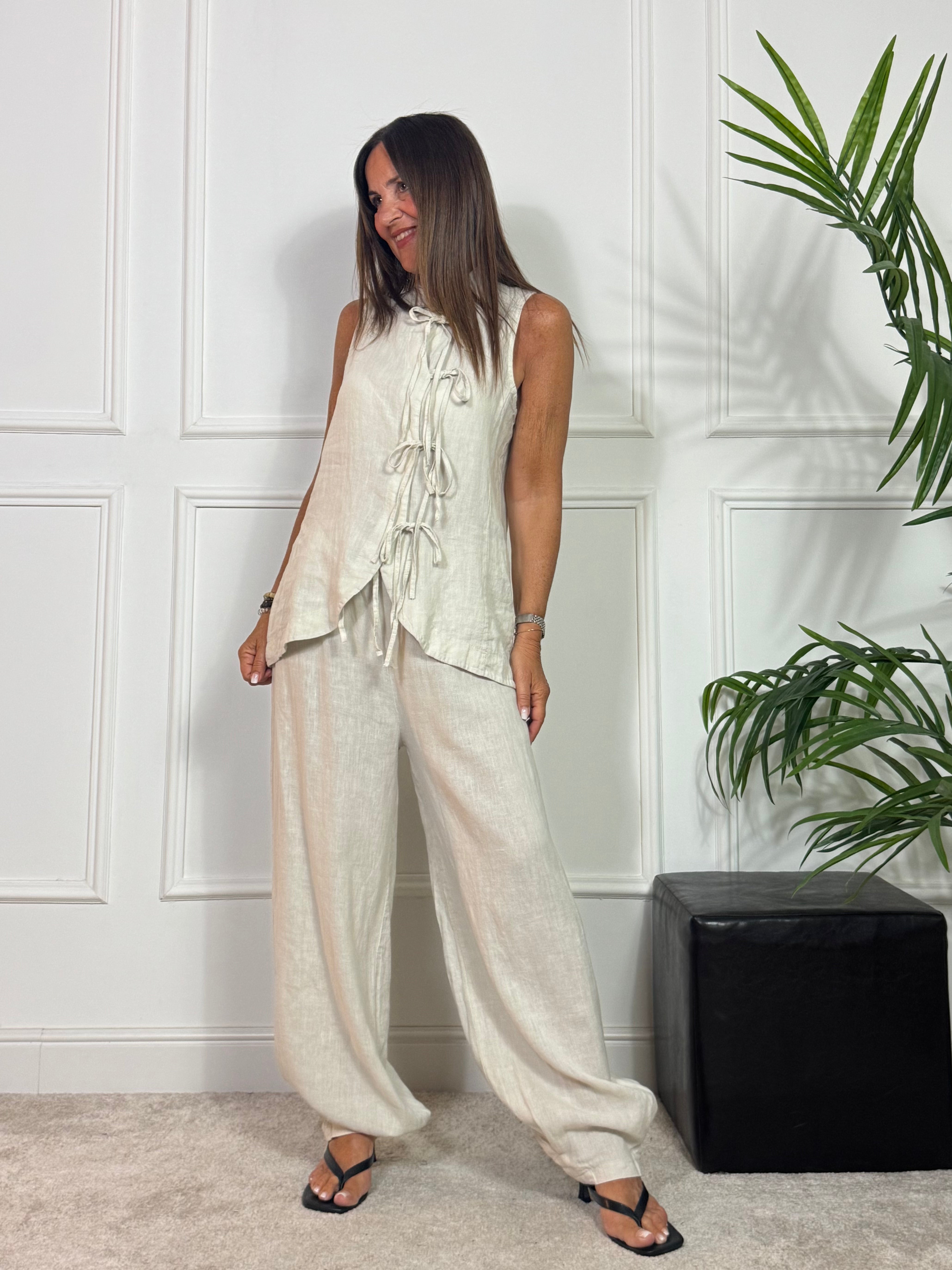 PANTALONE LUNGO IN LINO VICTORIA ILMH - BARREL