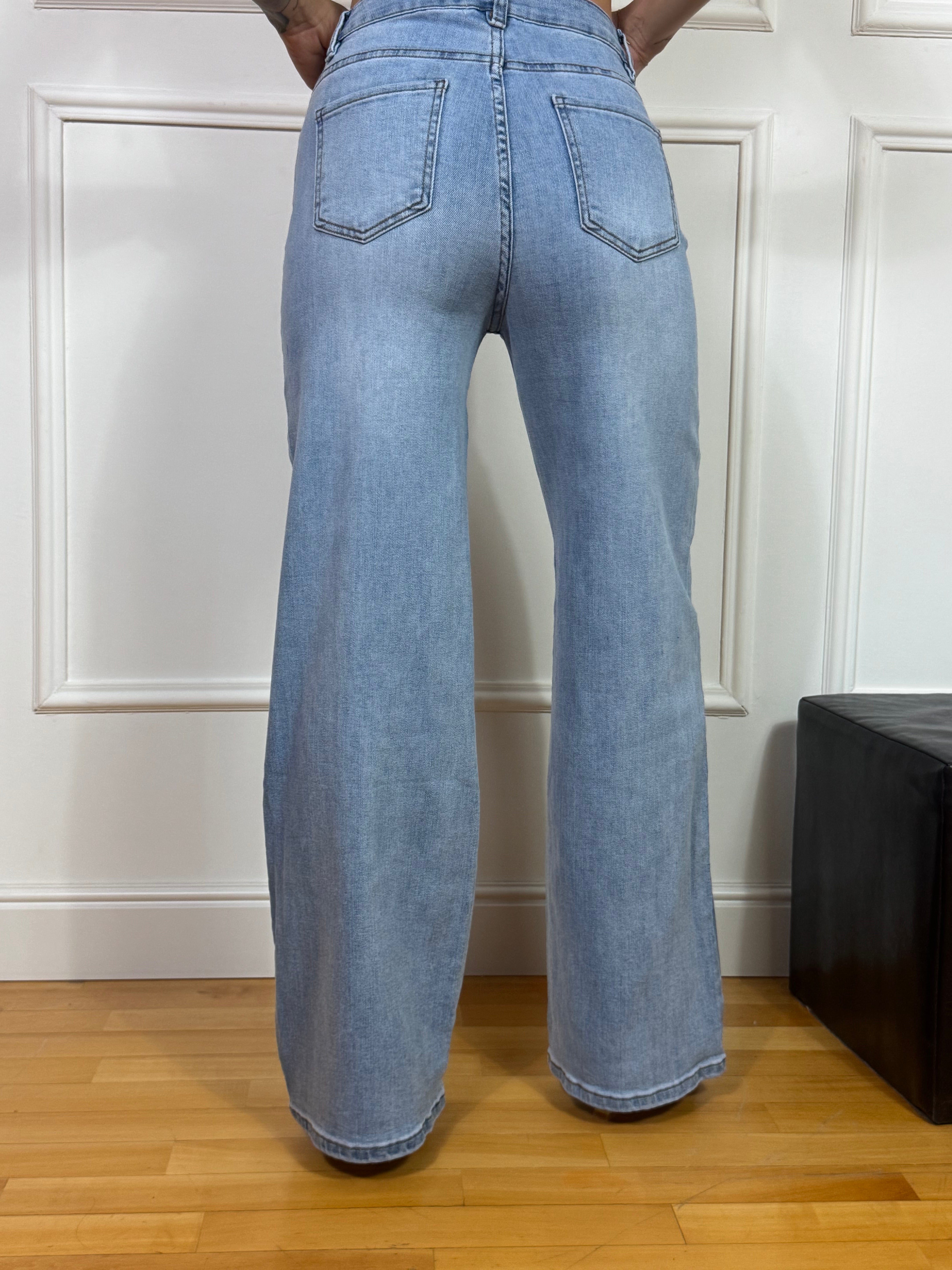 Jeans Kikisix PALAZZO 5 TASCHE BLU CHIARO - PALAZZO LISCIO