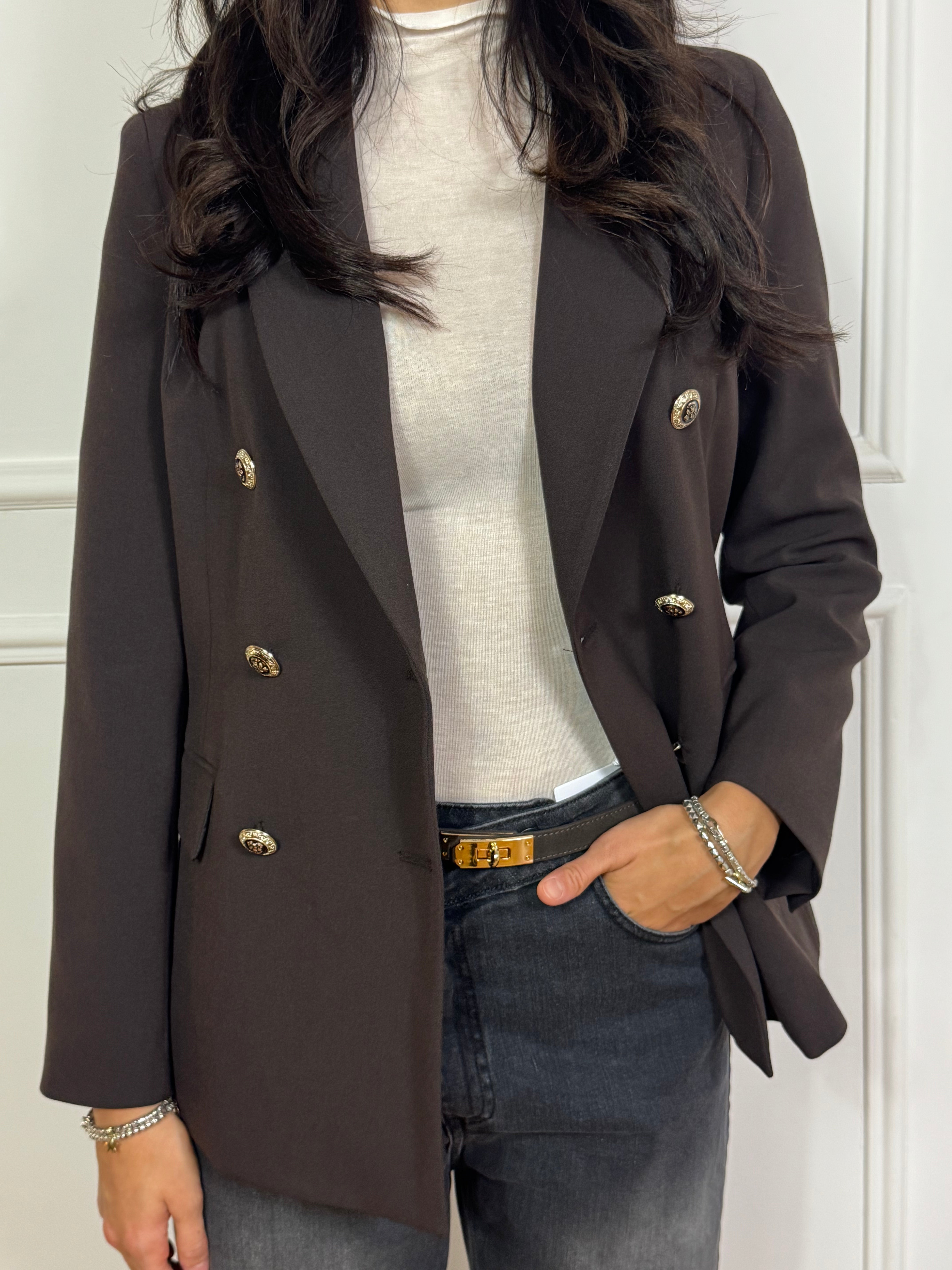 Giacca blazer doppiopetto Kikisix bottoni oro