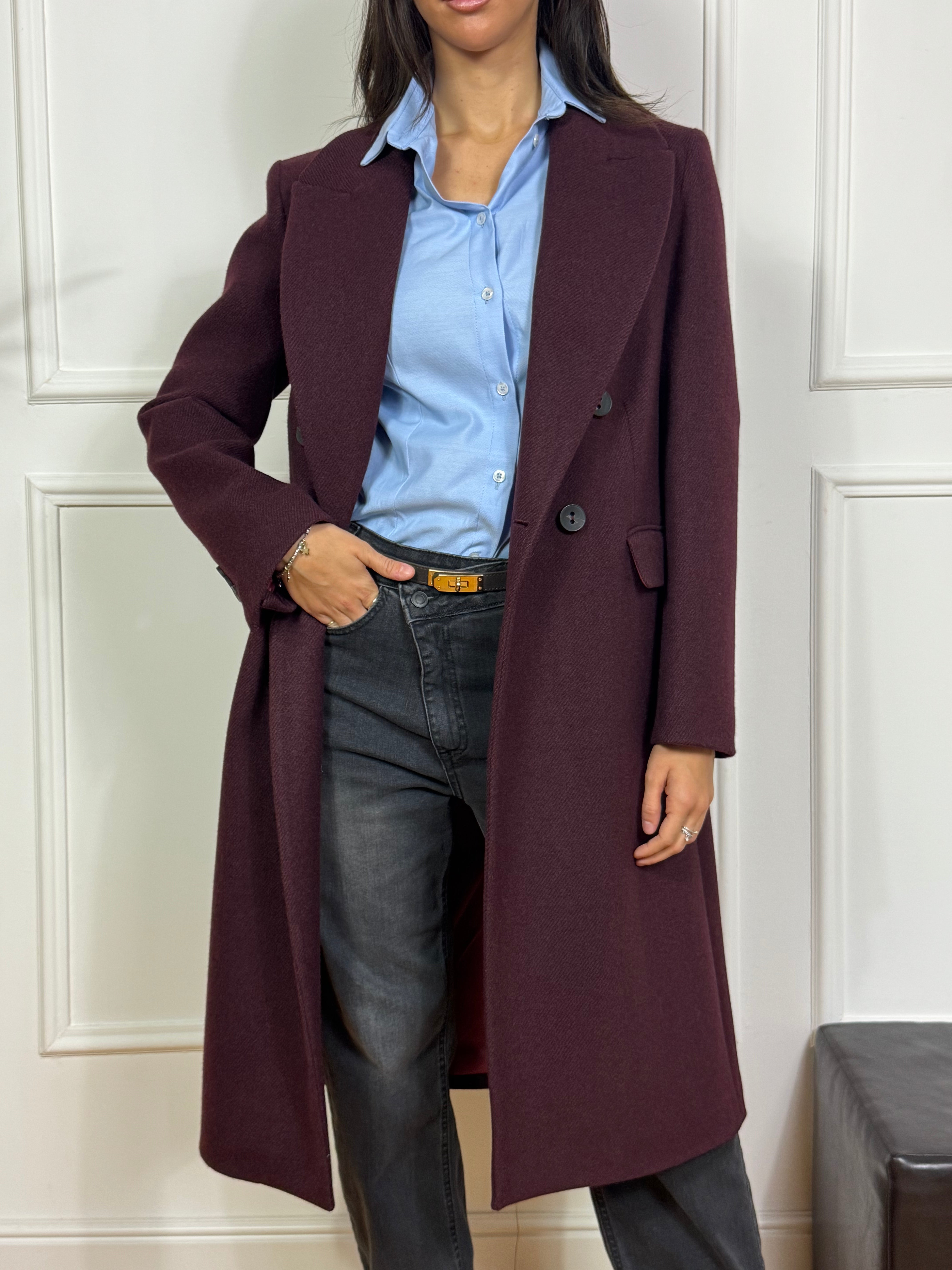 Cappotto doppiopetto Kikisix con revers