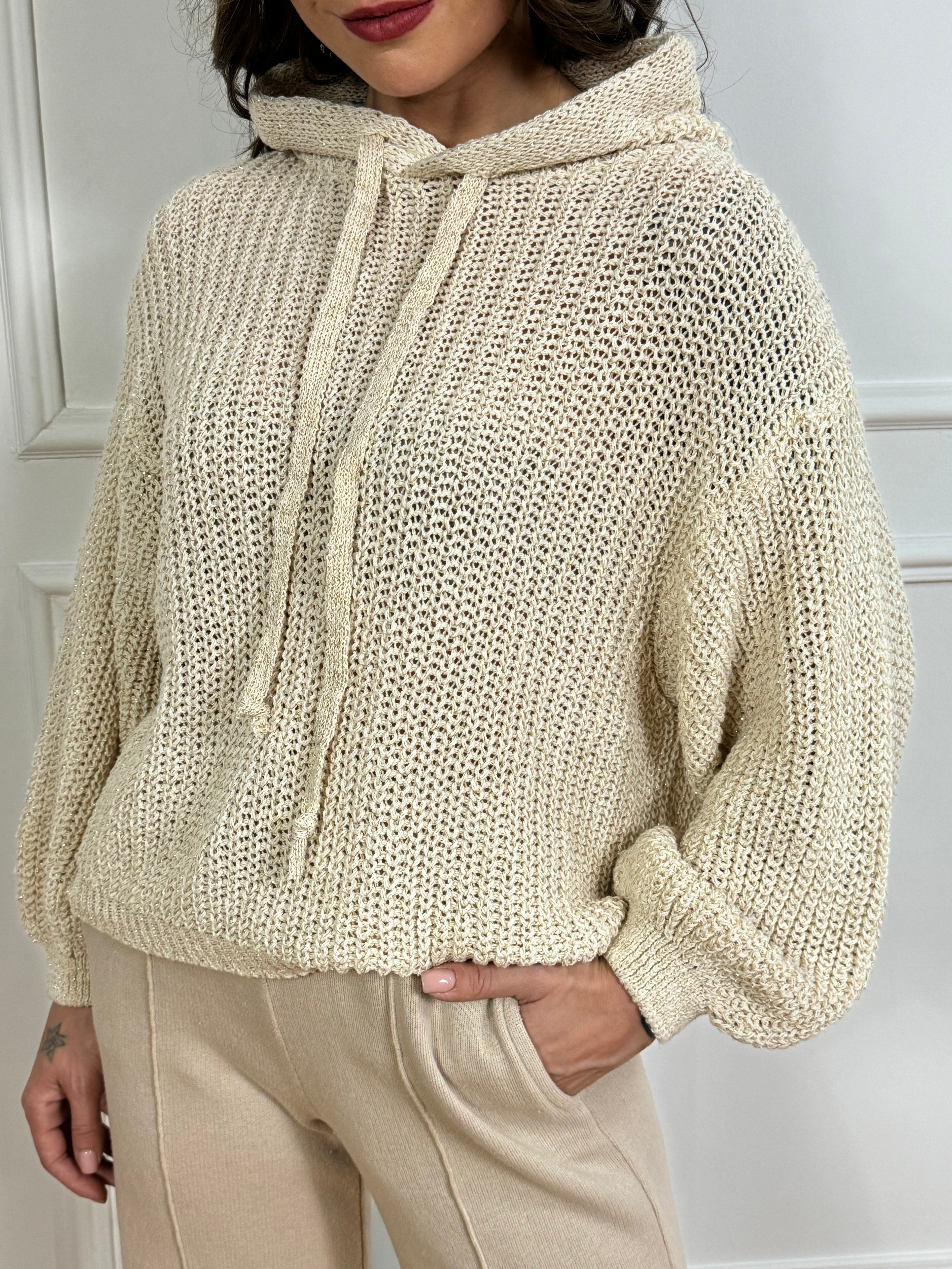Maglia Have One con cappuccio lurex
