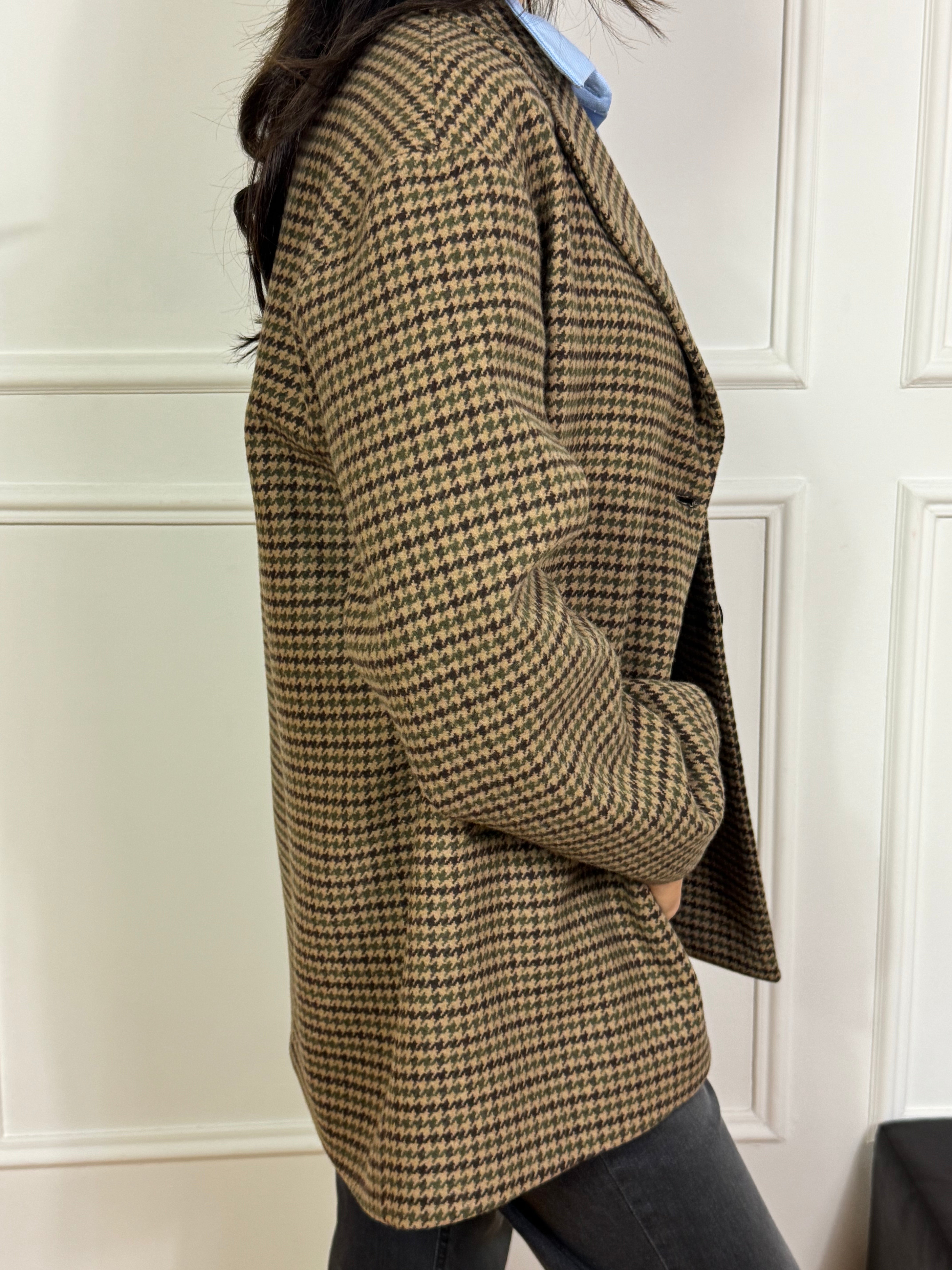 CAPPOTTO Kikisix fantasia pied-de-poule con spilla Love