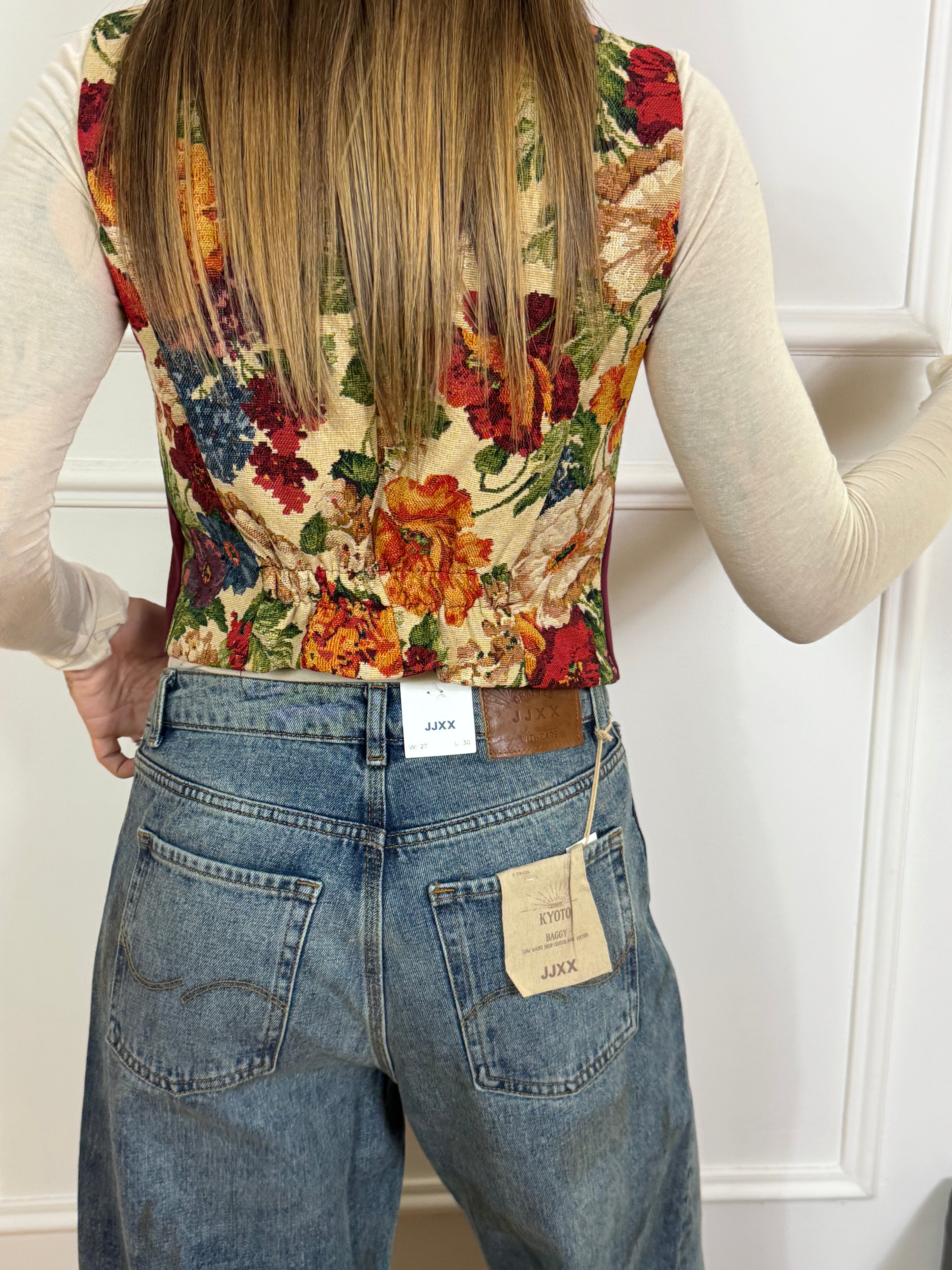 Gilet Victoria ILMH bicolore con fantasia damascata dietro