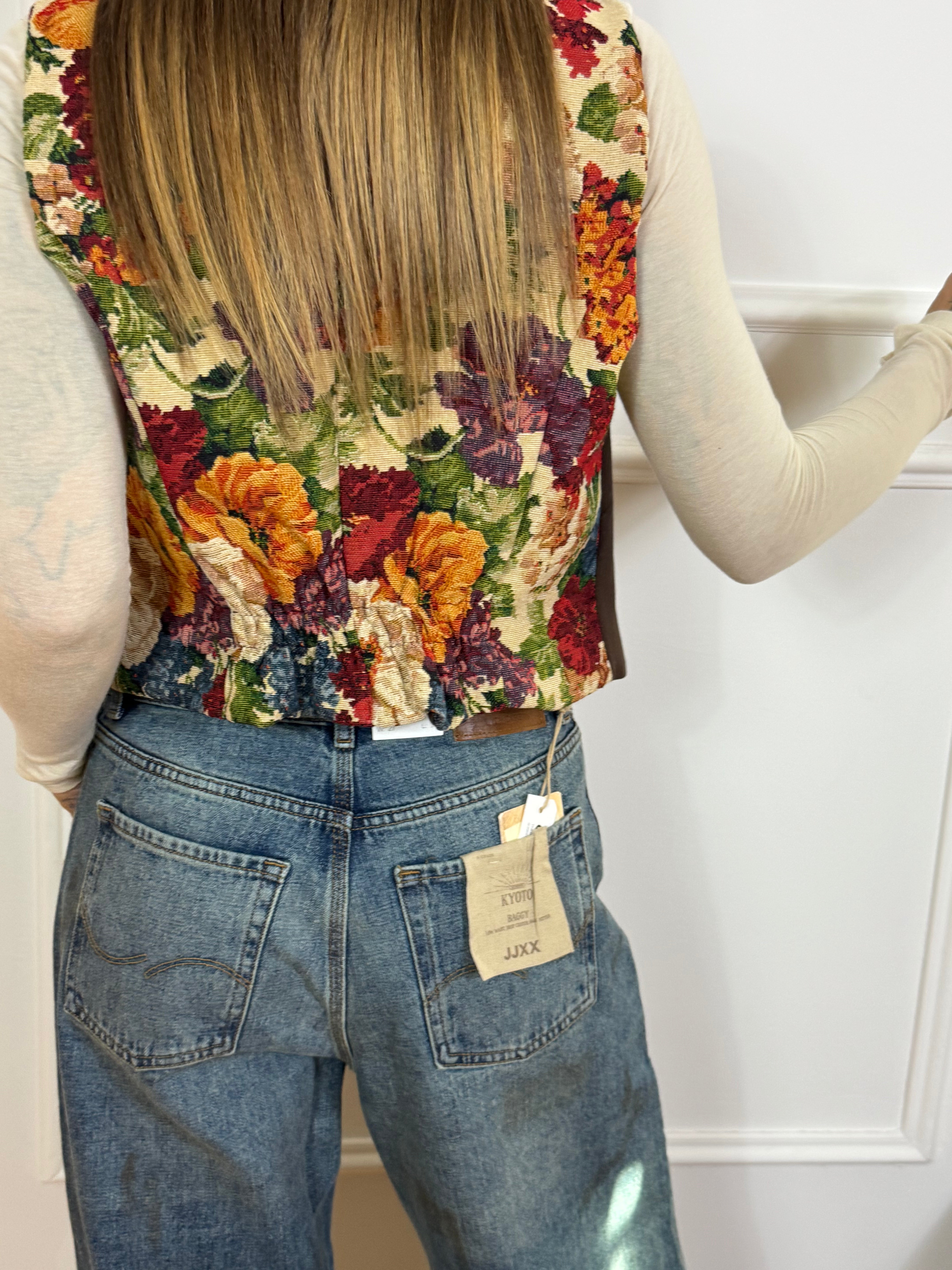 Gilet Victoria ILMH bicolore con fantasia damascata dietro