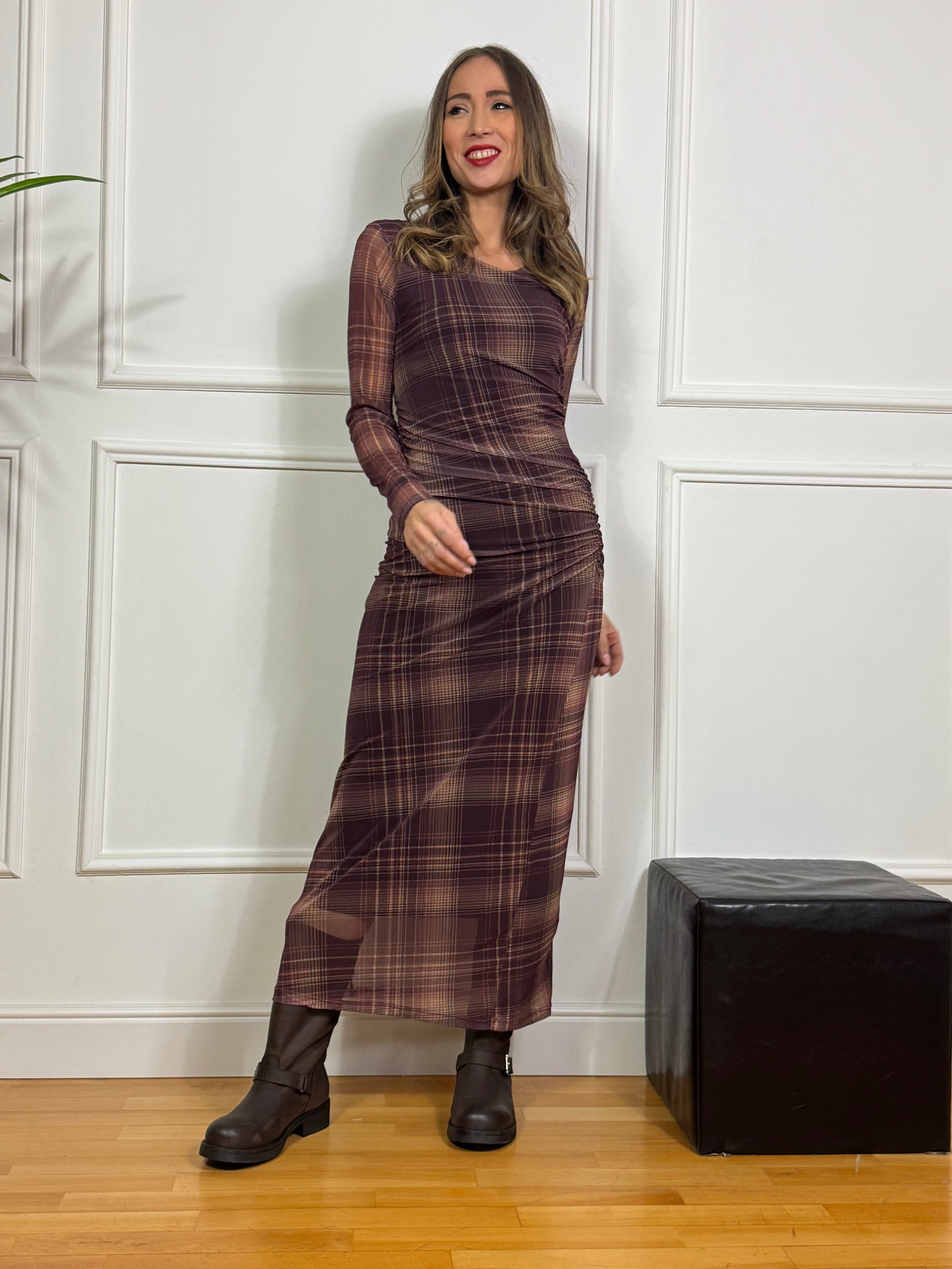 Abito LUNGO Victoria ILMH in voile fantasia scozzese