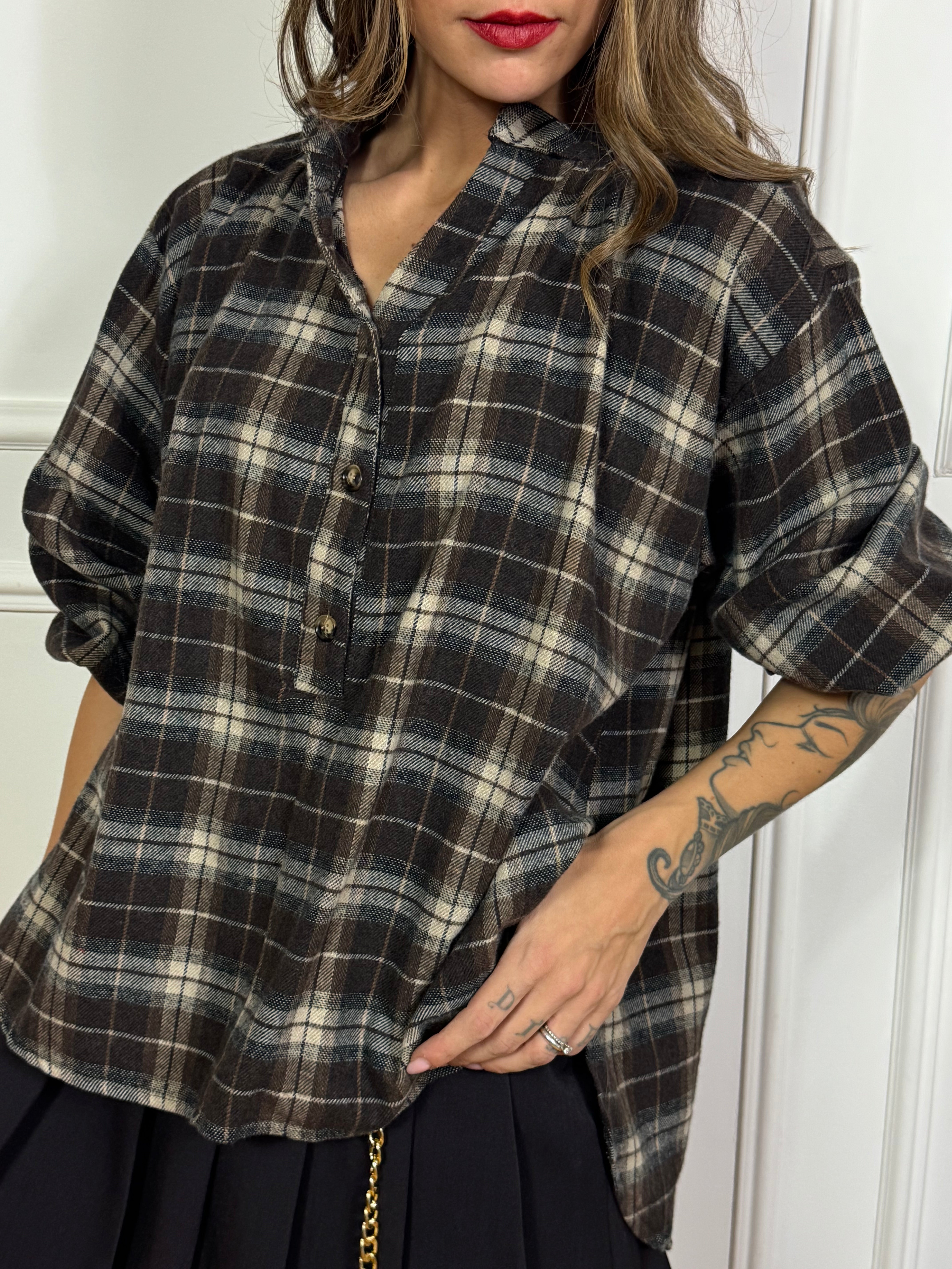 Camicia CASACCA oversize Victoria ILMH in flanella fantasia scozzese