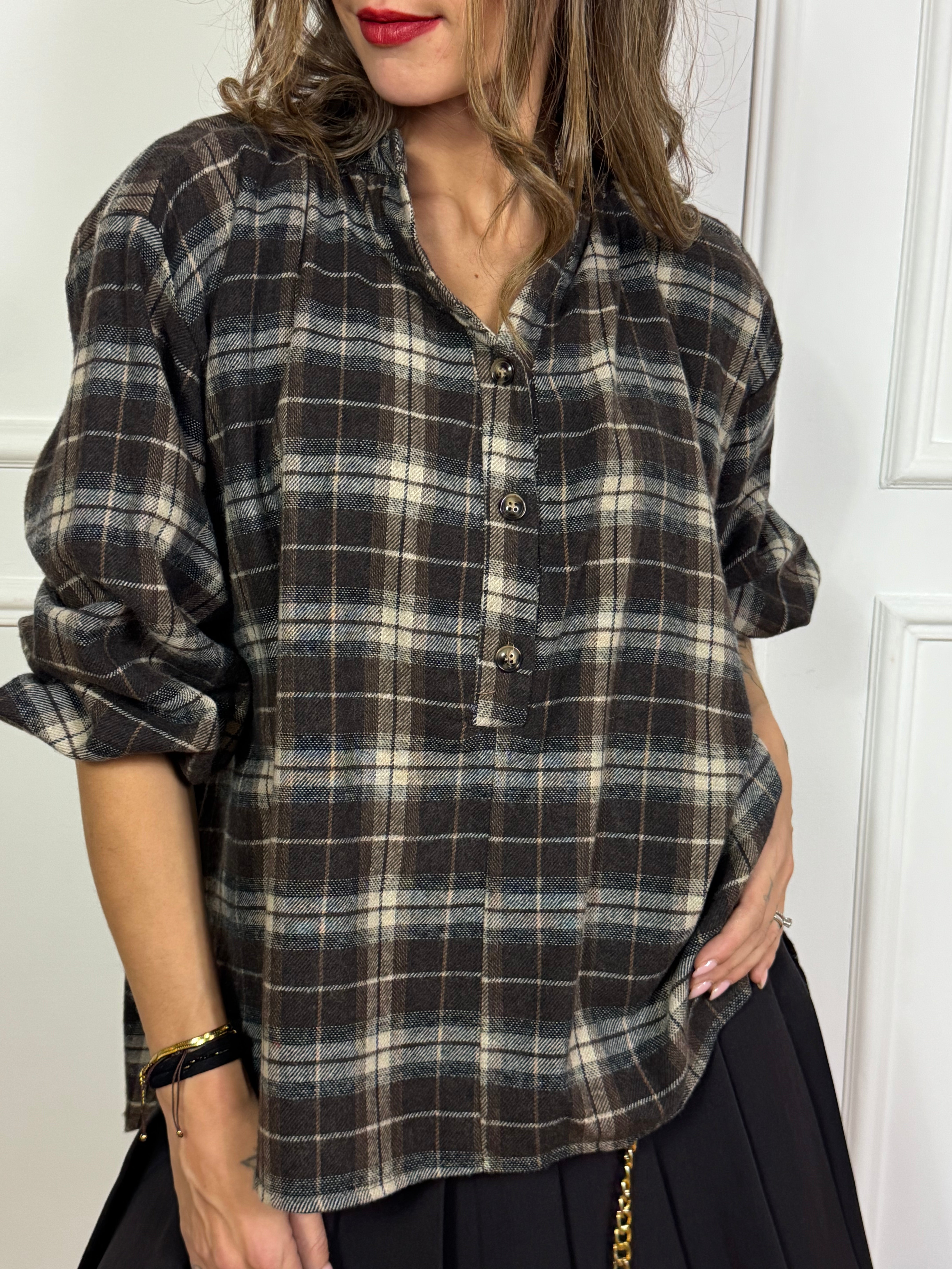 Camicia CASACCA oversize Victoria ILMH in flanella fantasia scozzese