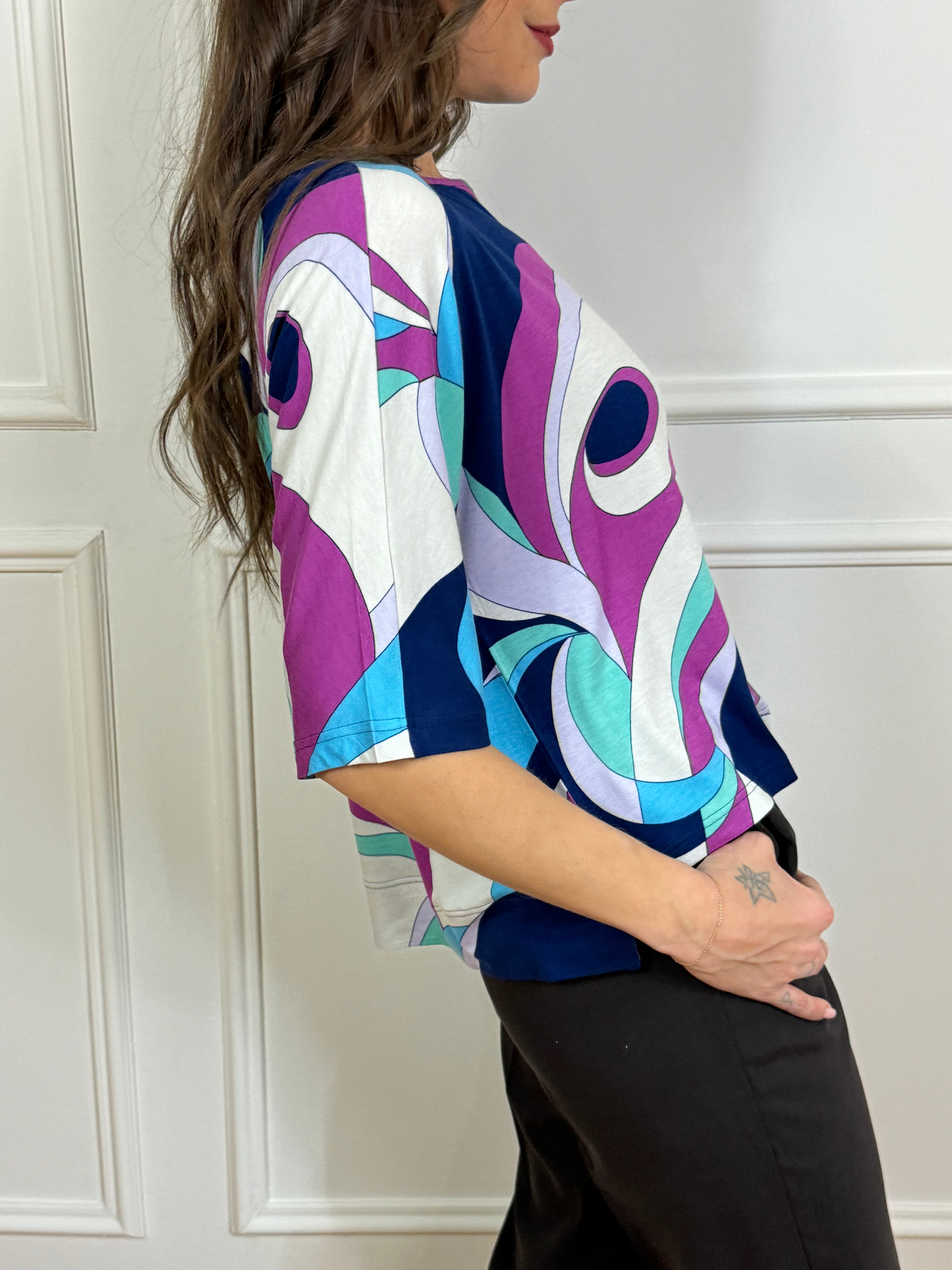 Maglia manica 3/4 in viscosa elasticizzata Ragno FANTASIA COLORATA