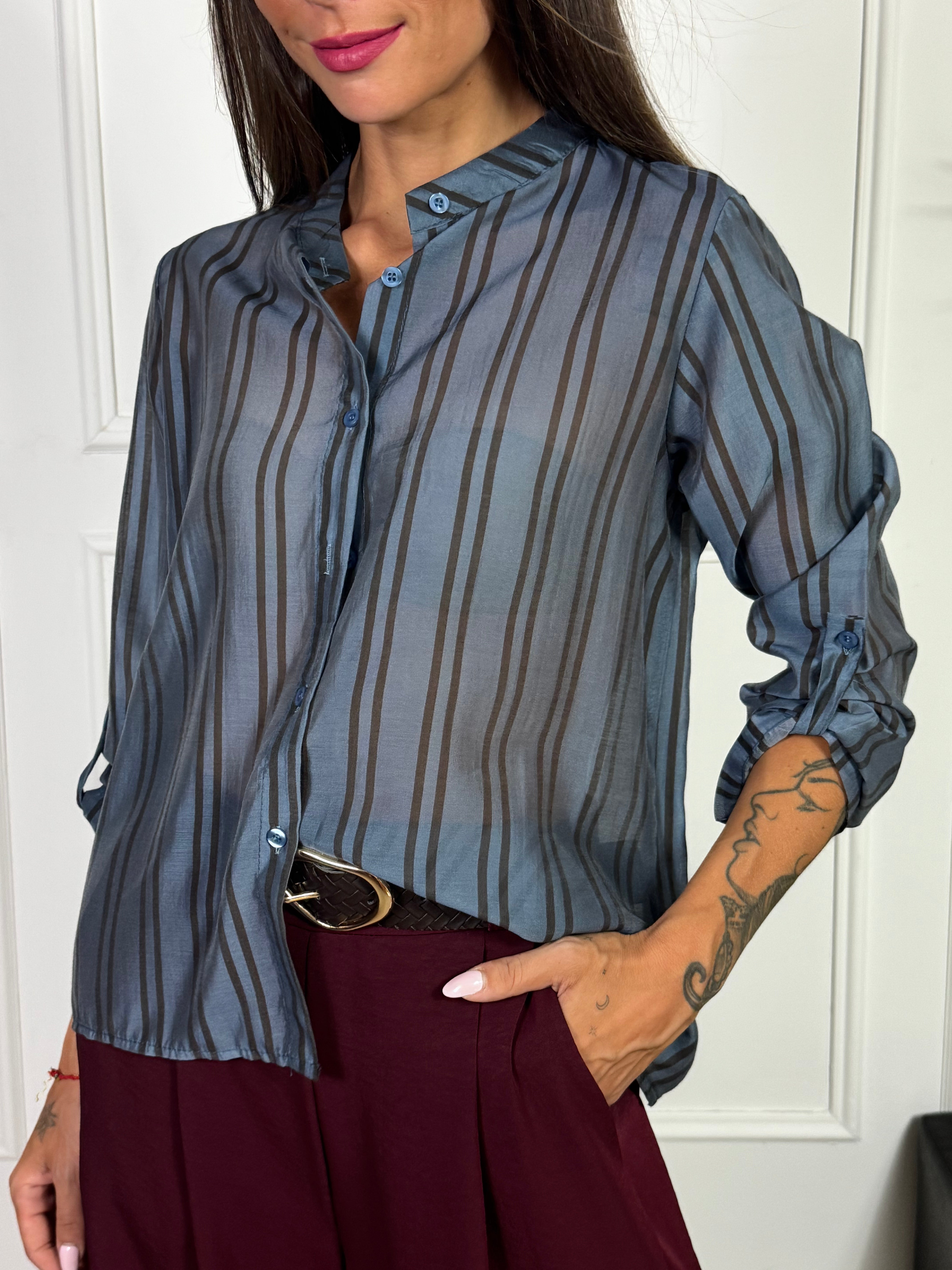 Camicia SENZA COLLETTO Victoria ILMH fantasia righe