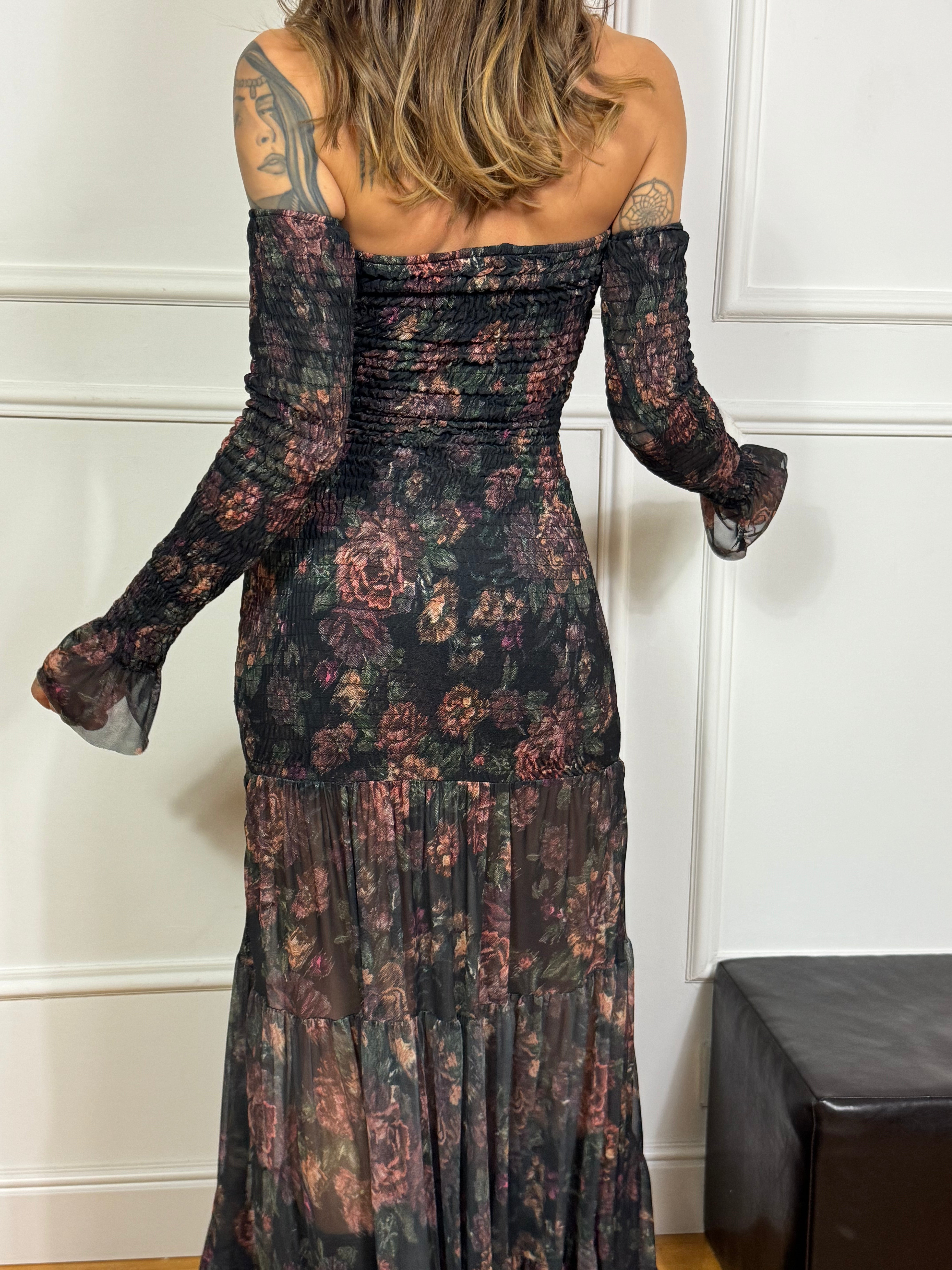 Abito lungo flamenco Victoria ILMH fantasia floreale